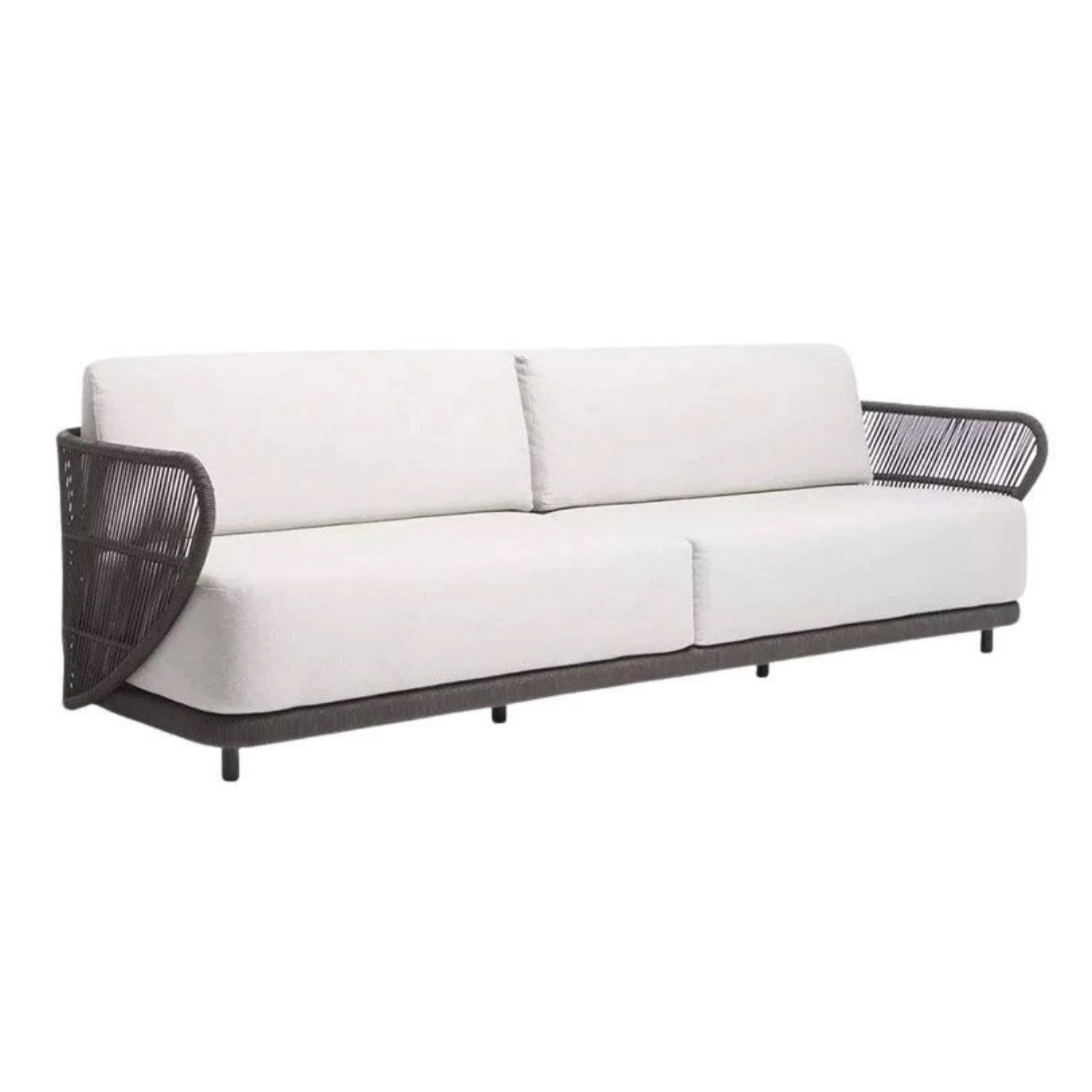 Outdoor Rope 4 Seater Sofa Set With Glass Top Tables