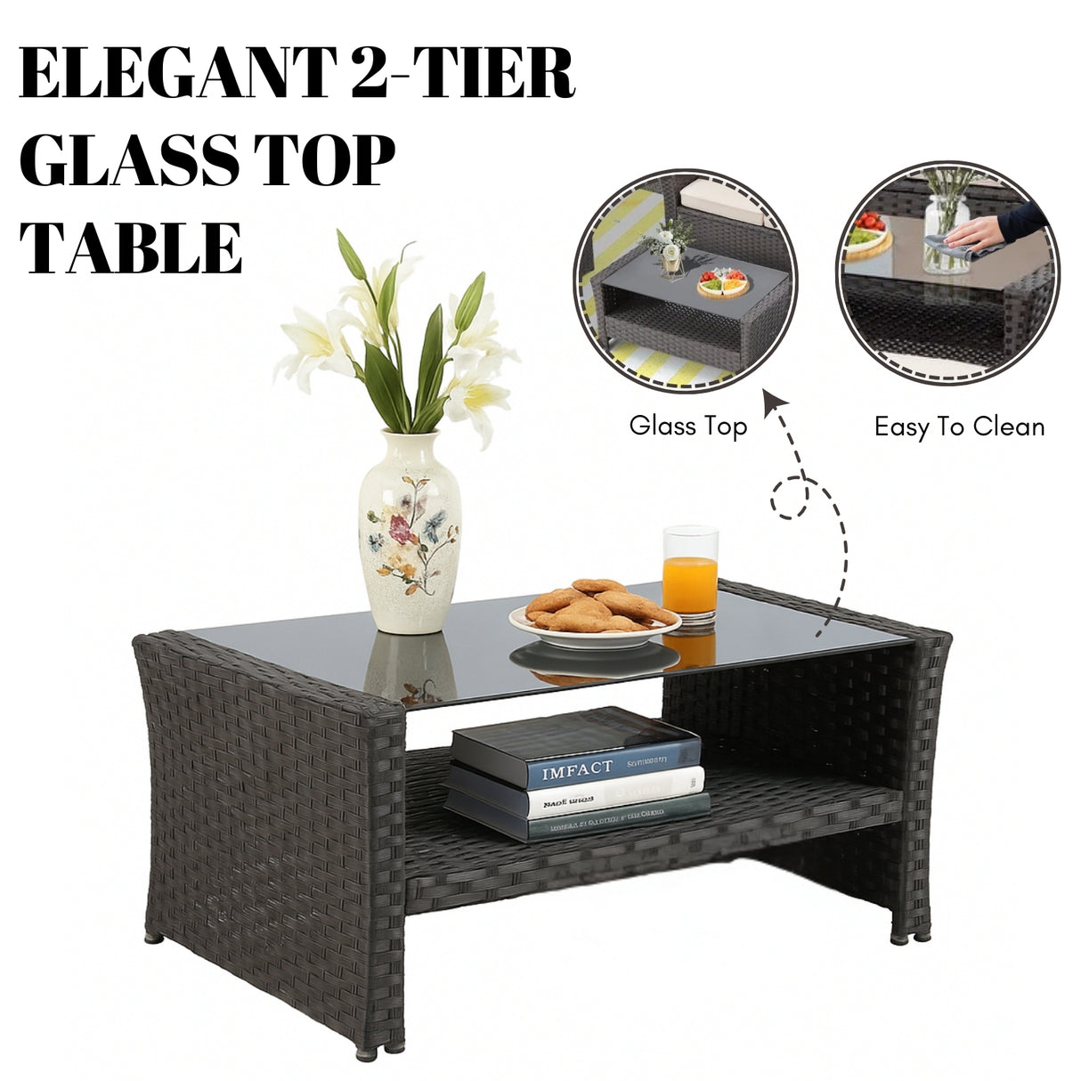 Outdoor All-Weather Wicker 6-Piece Sofa Set