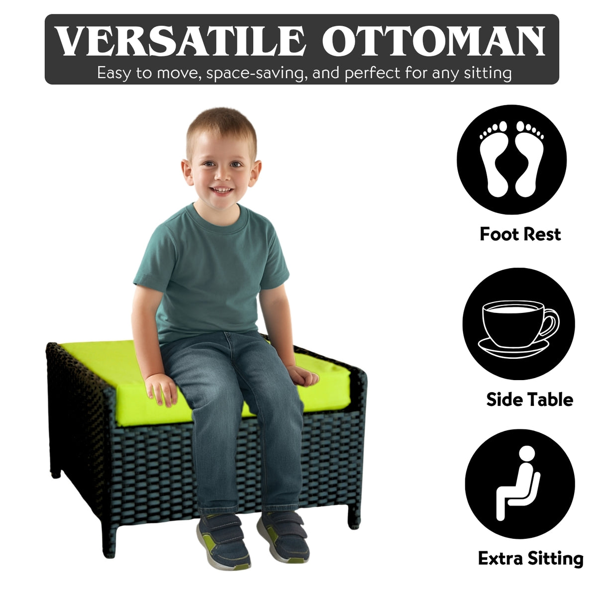 Outdoor 5 Piece Patio Wicker All Weather Sectional Furniture Set