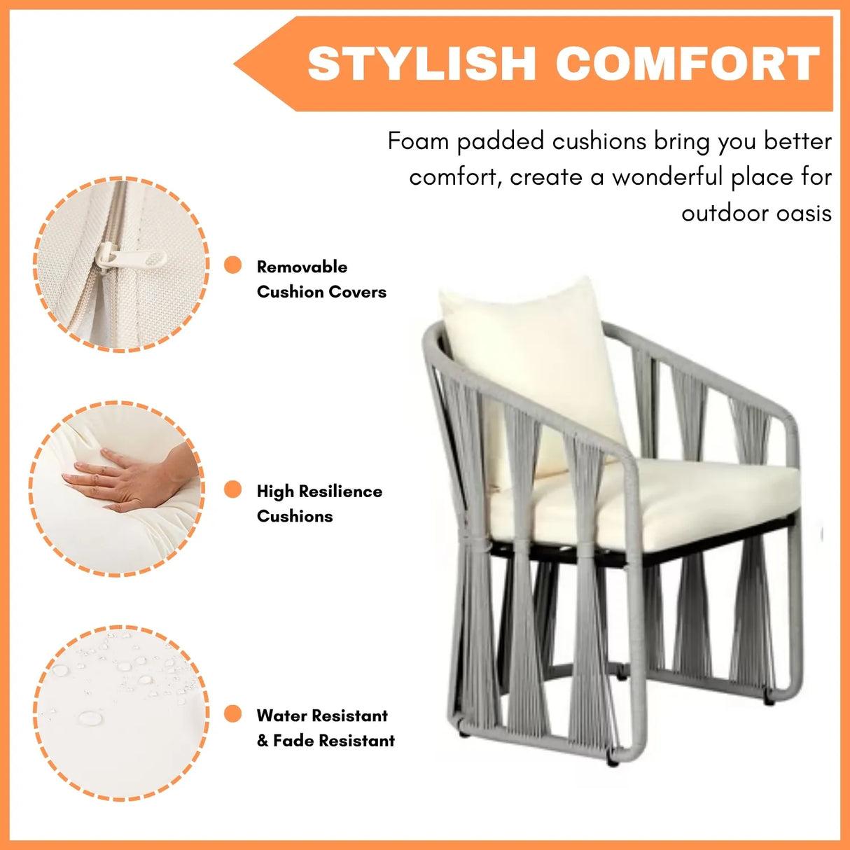 Outdoor Rope 3-Piece Patio Set