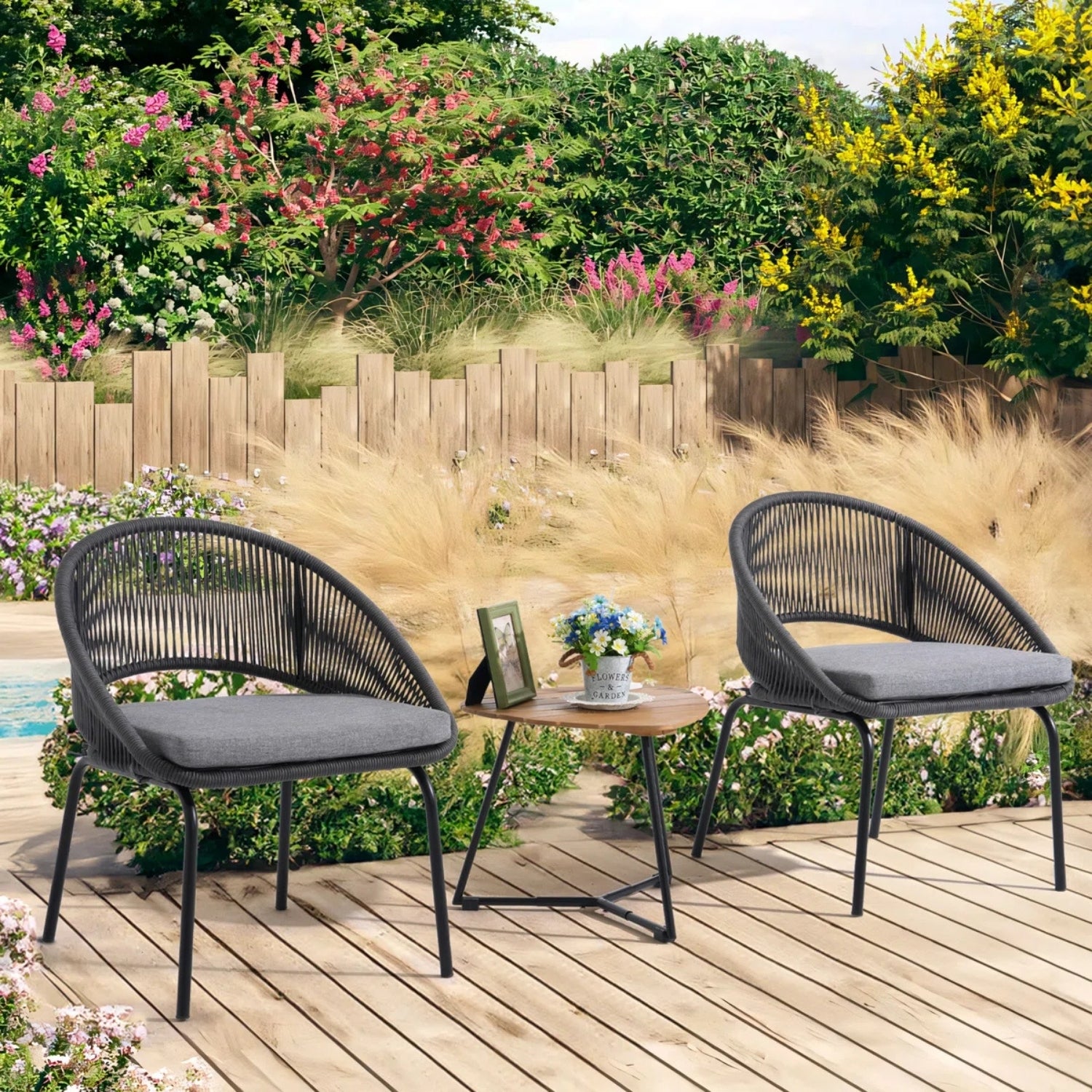 3 Piece Garden Outdoor Rope Patio Set