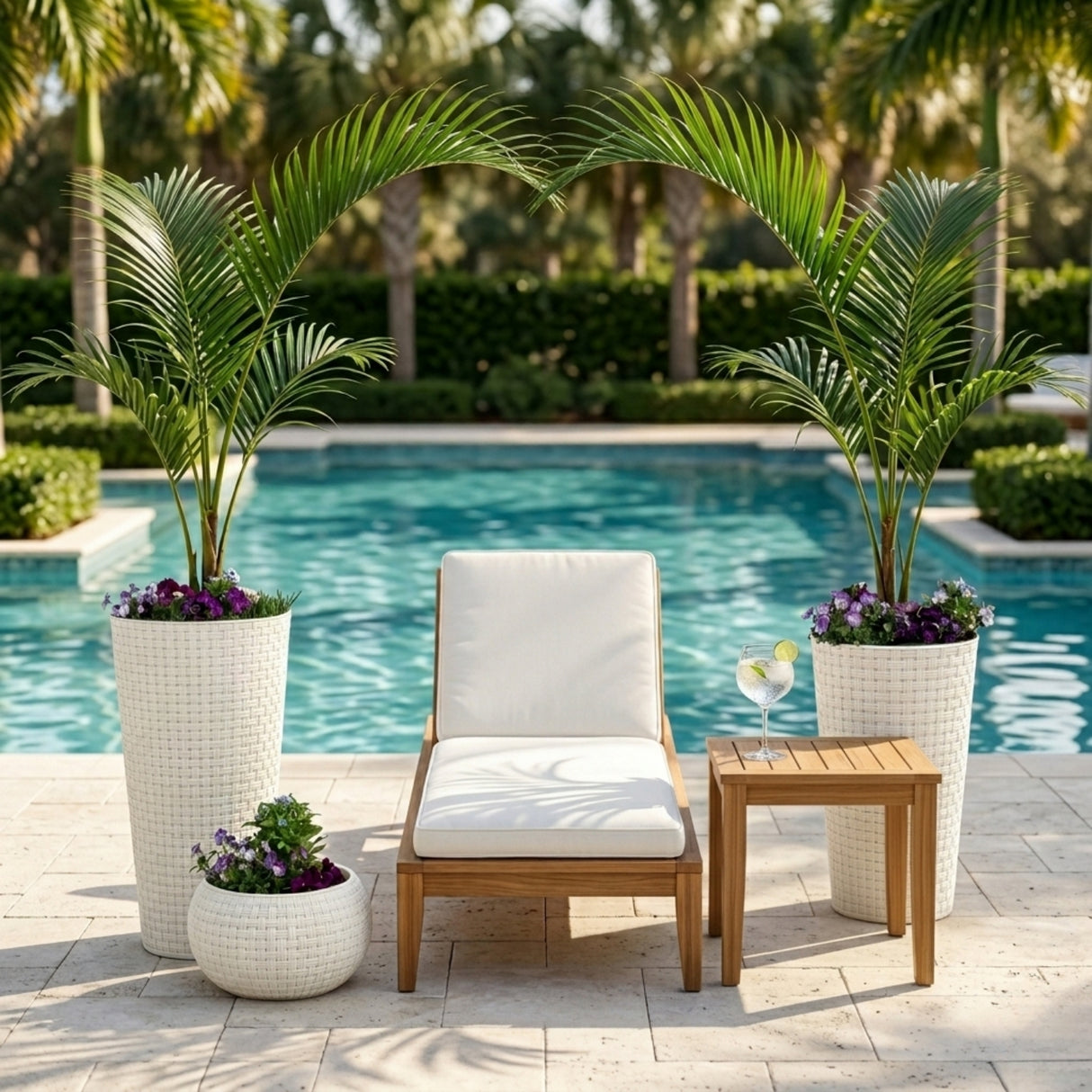 Outdoor Handwoven Rattan Wicker Planter Set of 3 (White)