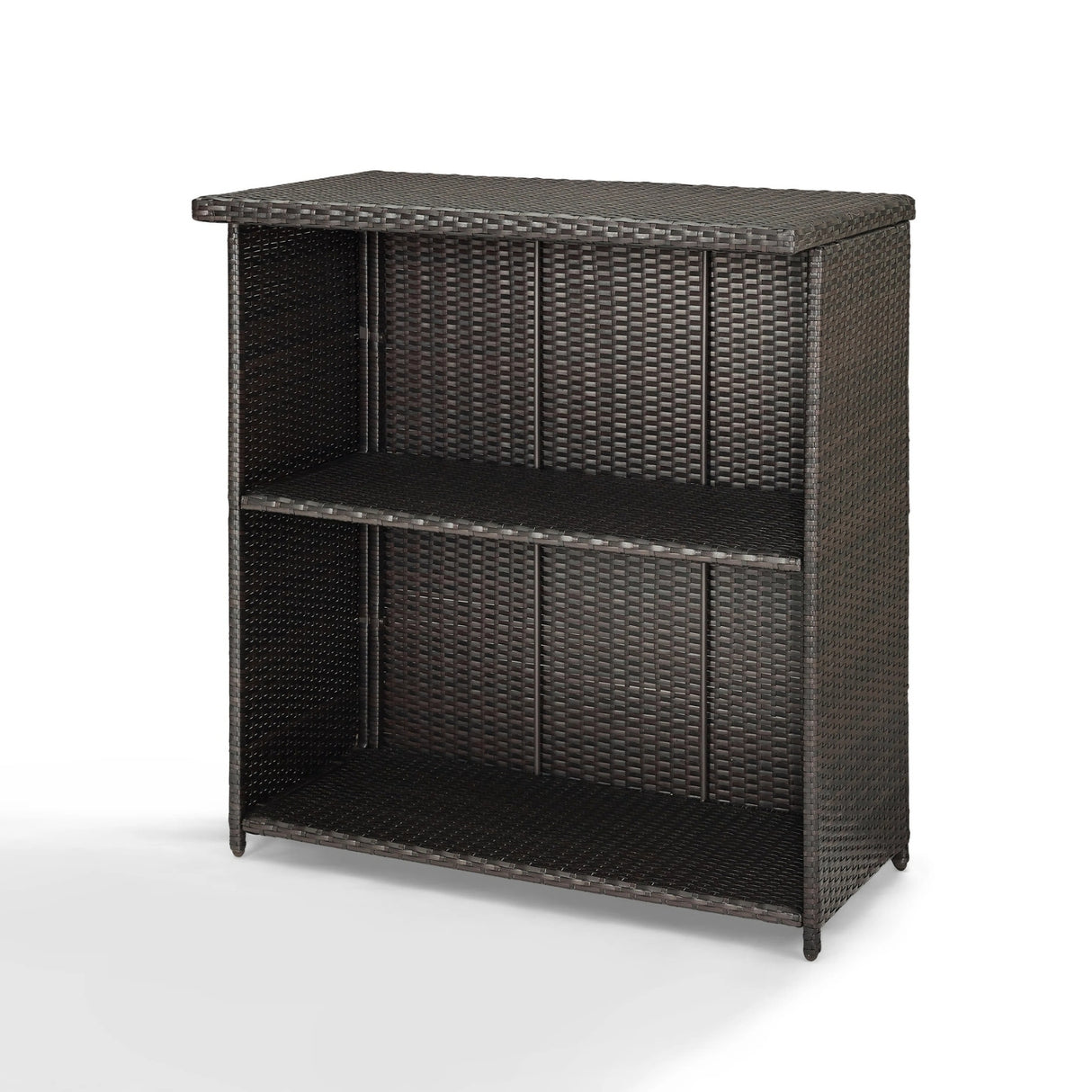 Outdoor Rattan Wicker Bar Table With Storage Selves