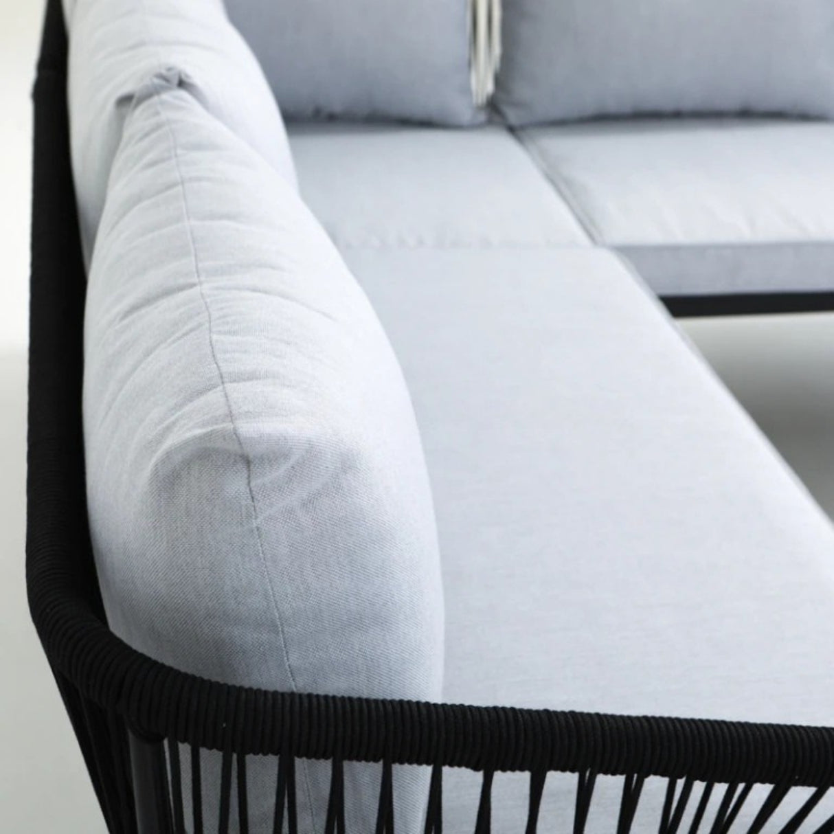 L-Shape 5 Seater Outdoor Patio Rope Conversation Set with Table