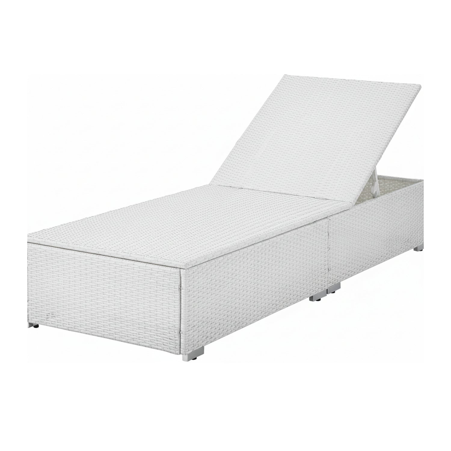 Outdoor All-Weather Rattan Wicker Lounger (White & Red)