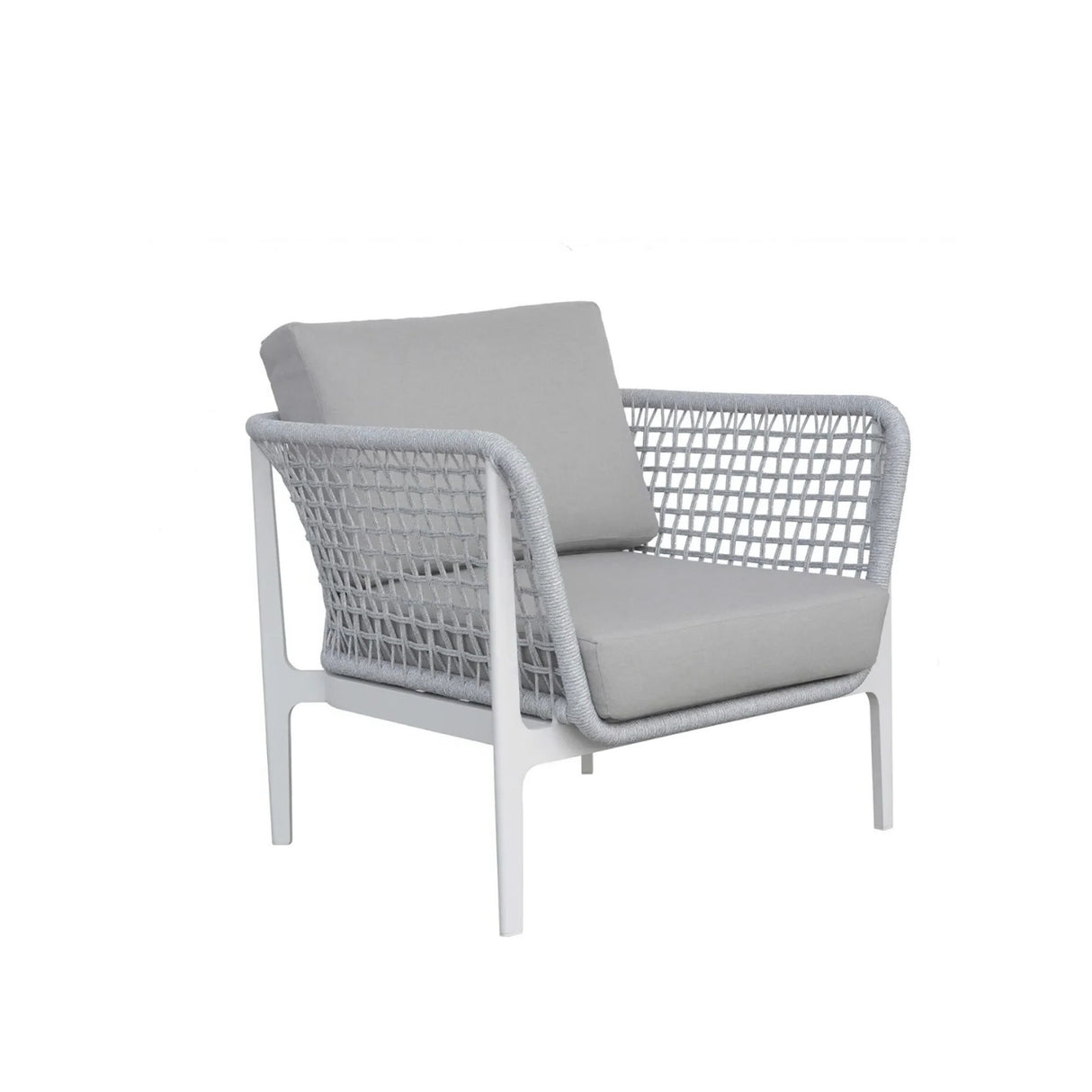 Outdoor Rope 5-Seater Sofa Set With Glass Top Table (Grey)