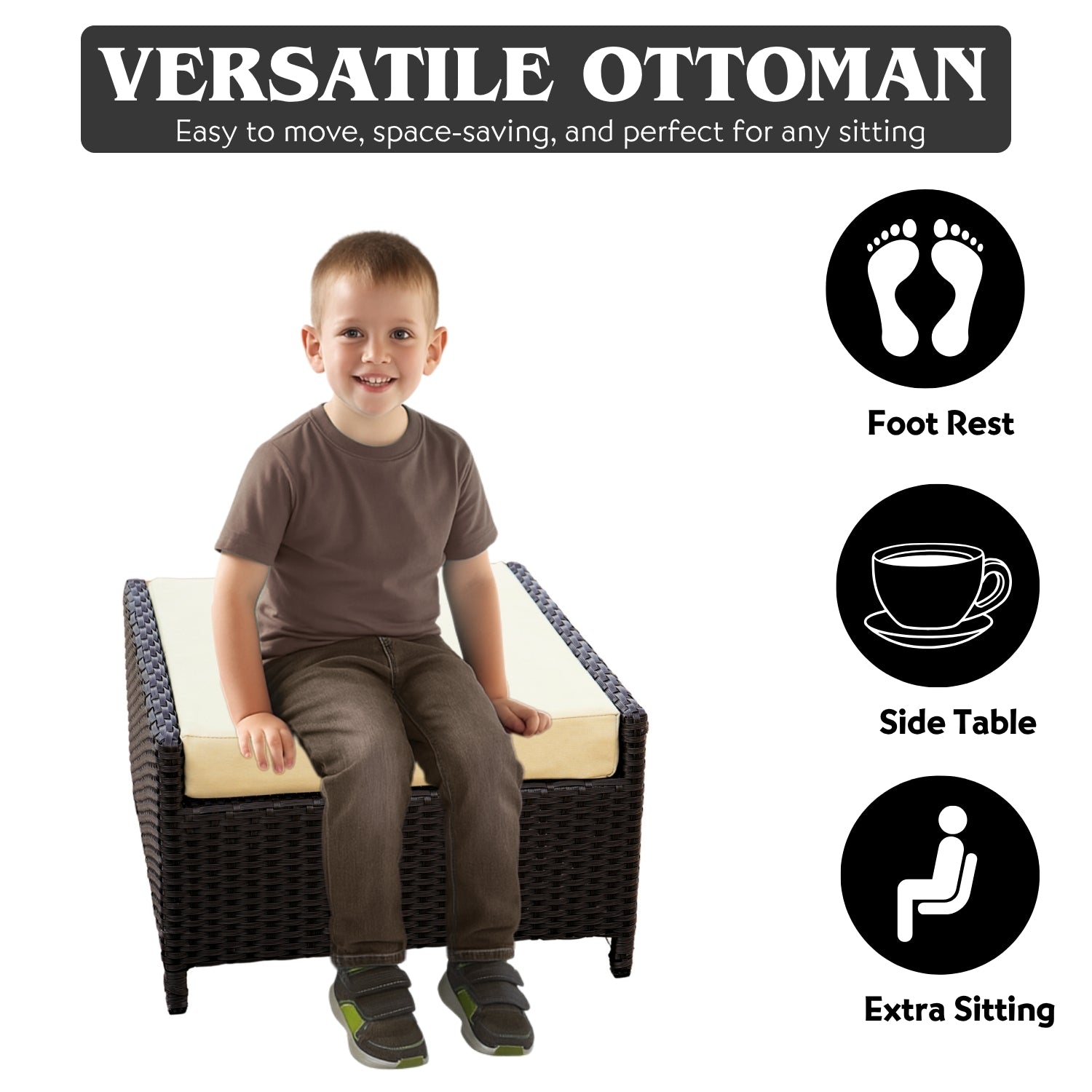 Outdoor 5 Piece Patio Wicker All Weather Sectional Furniture Set