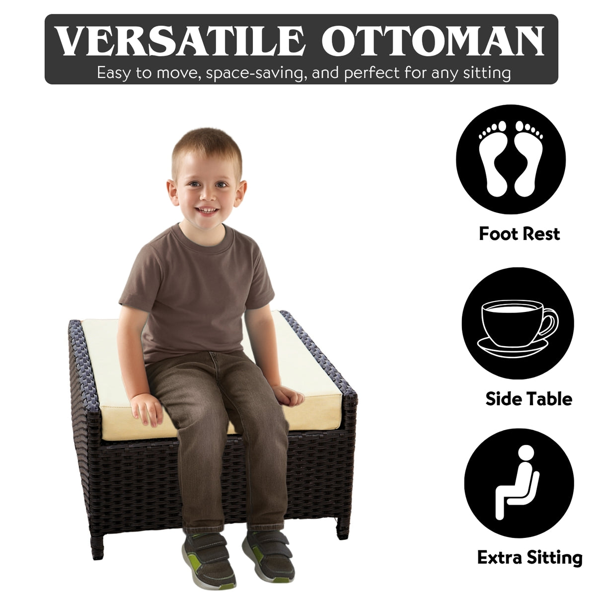 Outdoor 5 Piece Patio Wicker All Weather Sectional Furniture Set