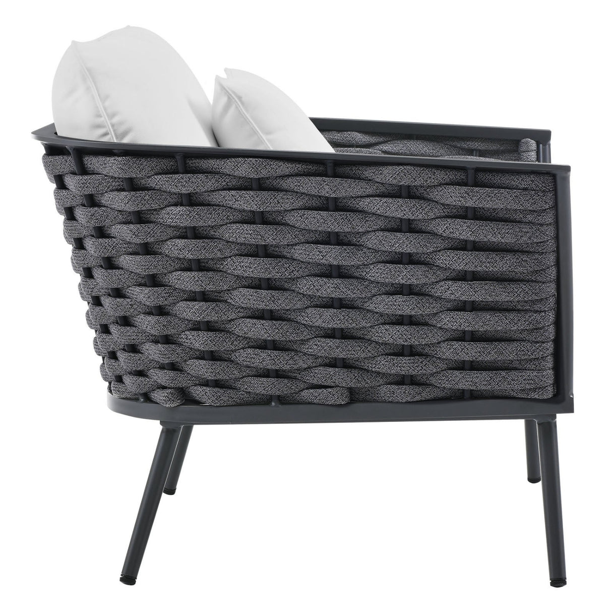 Outdoor Rope 3-Piece Patio Set With Wooden Top Table