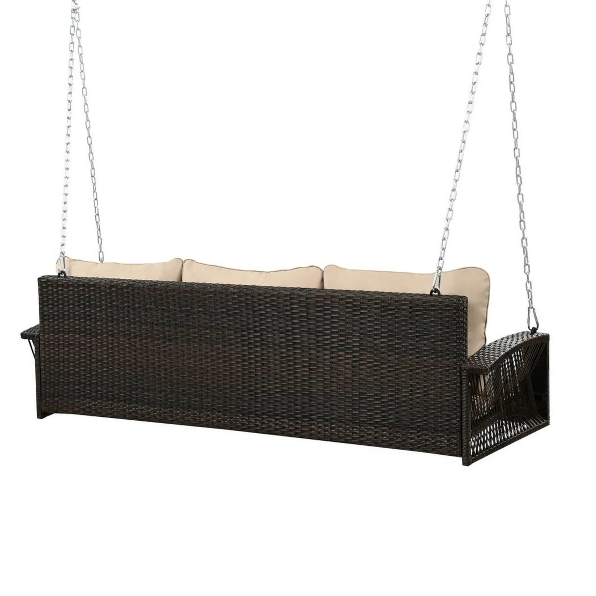 Outdoor Large HDPE Wicker 3-Person Porch Swing