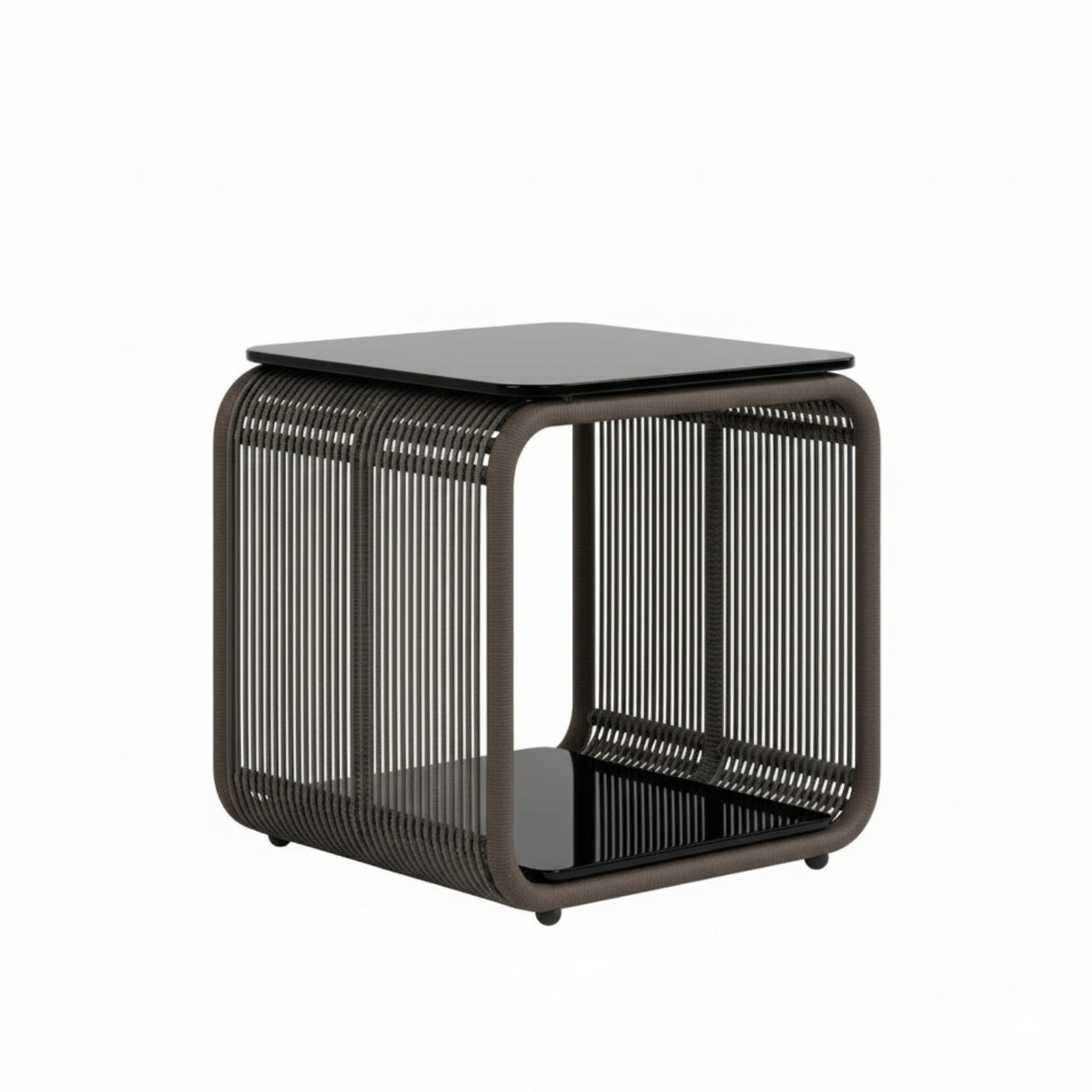 Outdoor Rope Lounge Chair With 2-Tier Table