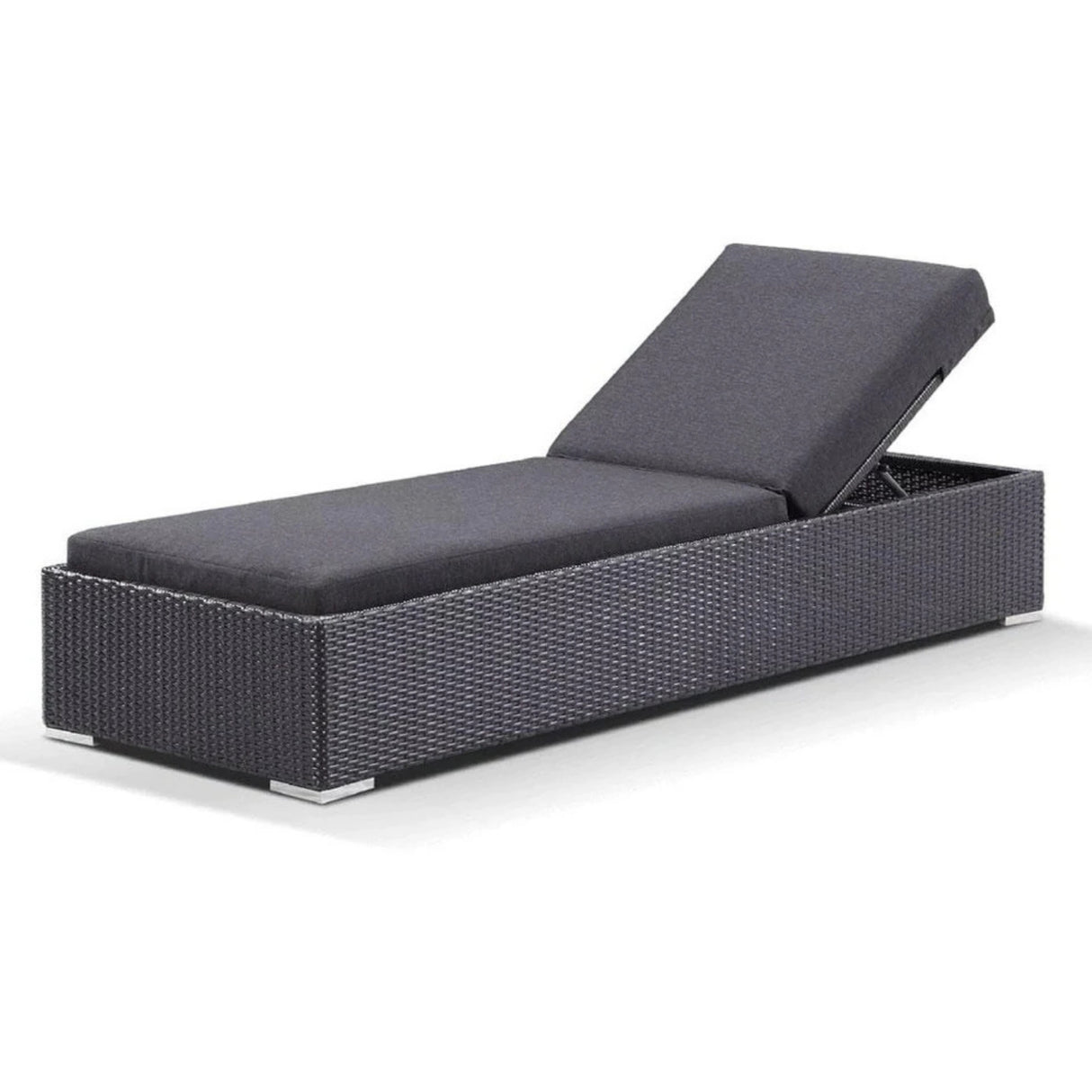 Outdoor All-Weather Rattan Wicker Lounger (Black)