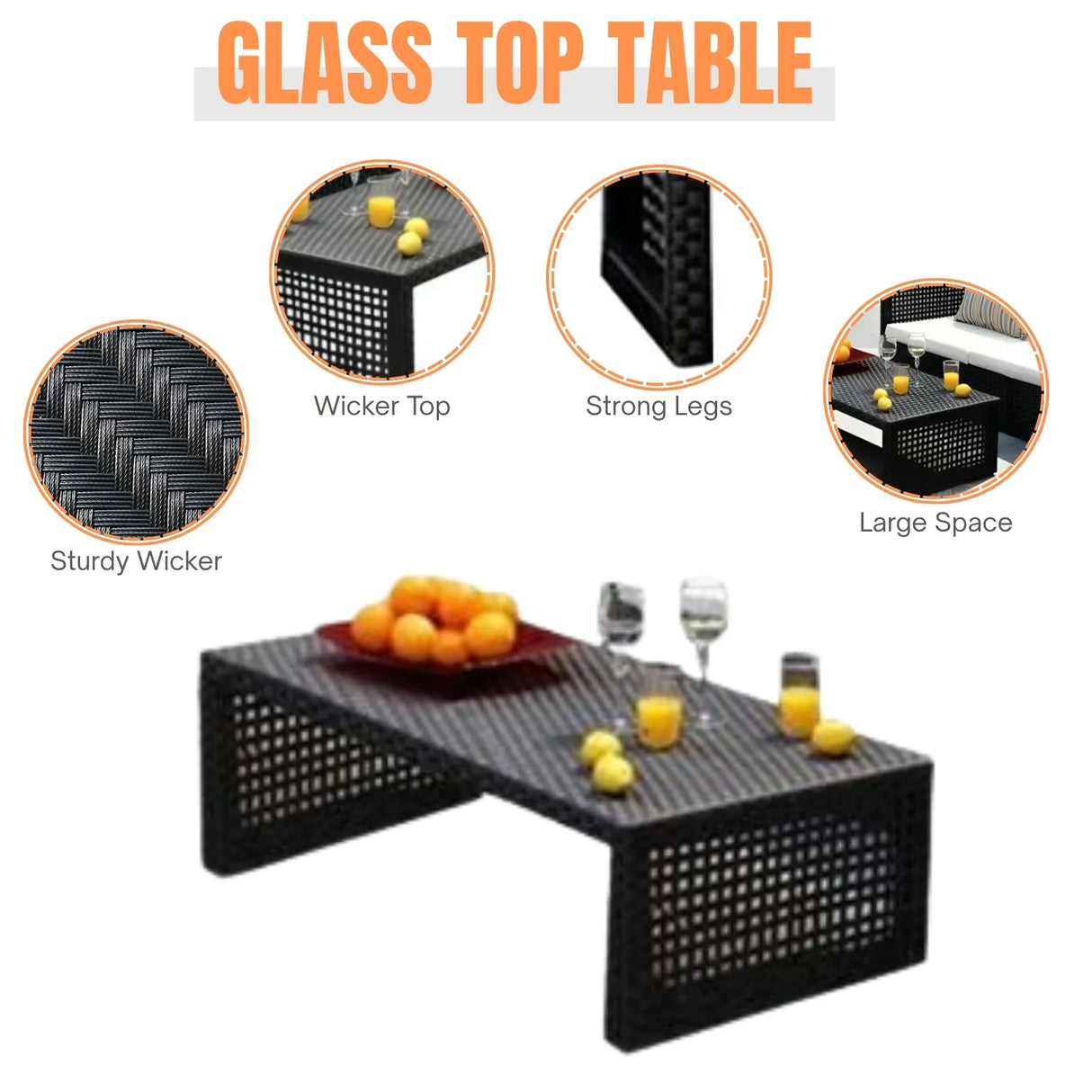 Outdoor Rattan Wicker 4-Seater Sofa Set