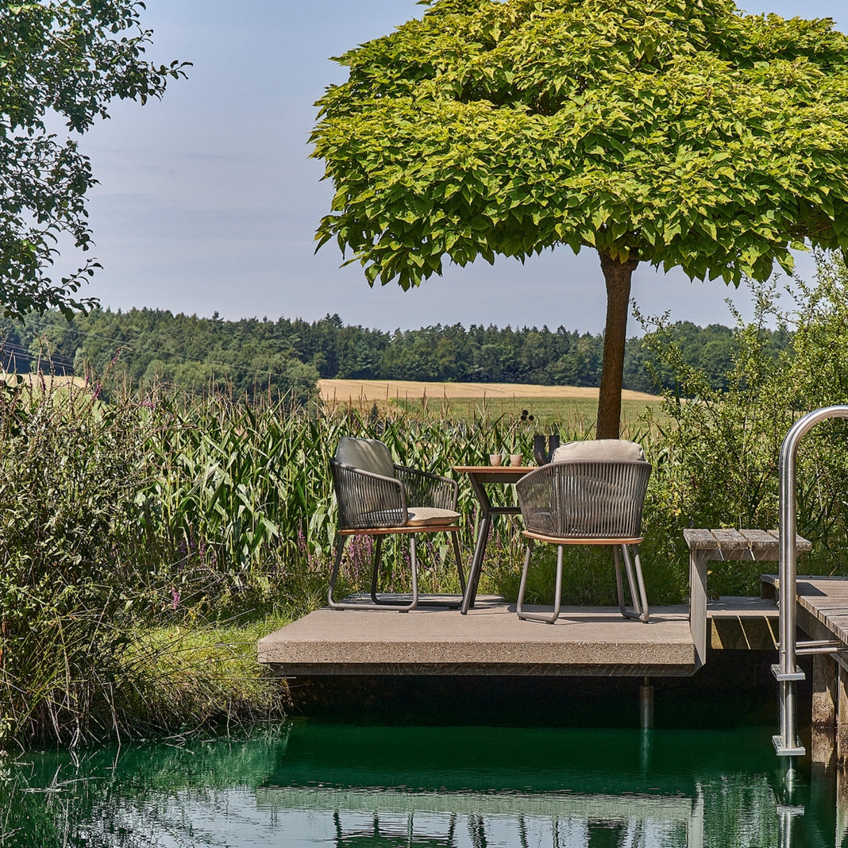 5-Piece Outdoor Patio Dining Set With Wooden Tabletop