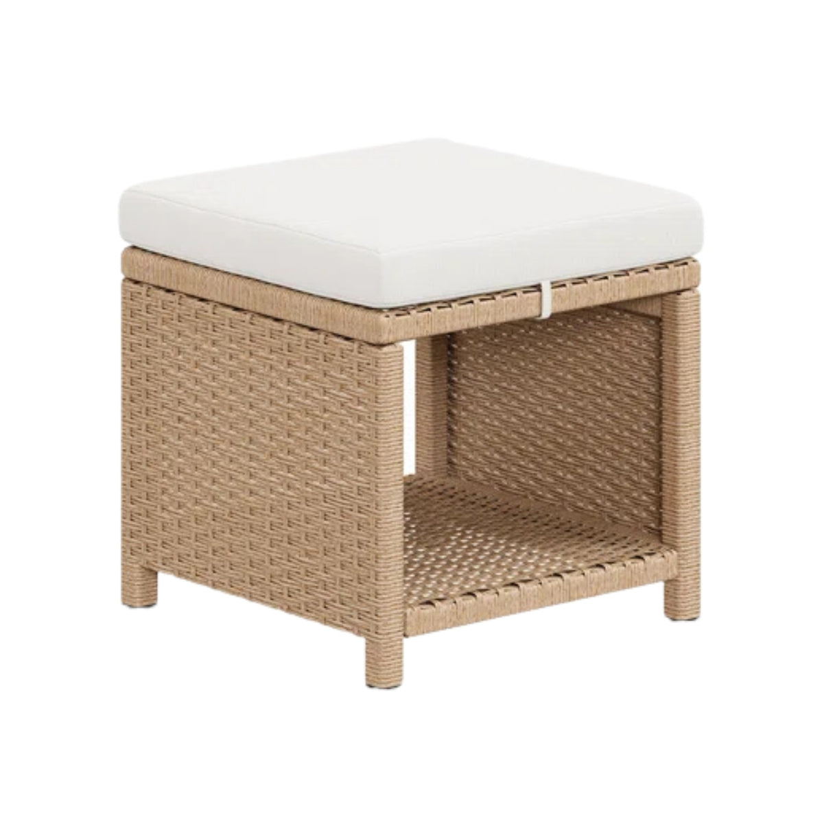 Outdoor Wicker 5-Piece Bar Set with Glass Top Table & Ottomans