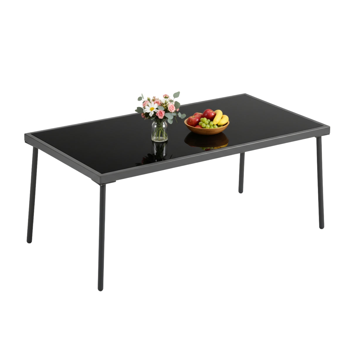 Outdoor Rope Sofa Set With Glass Top Table