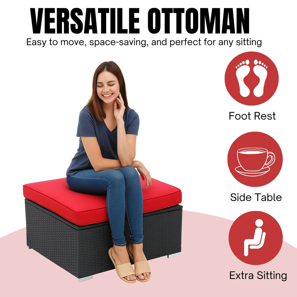 6-Piece Outdoor Conversation Set (Black & Red)