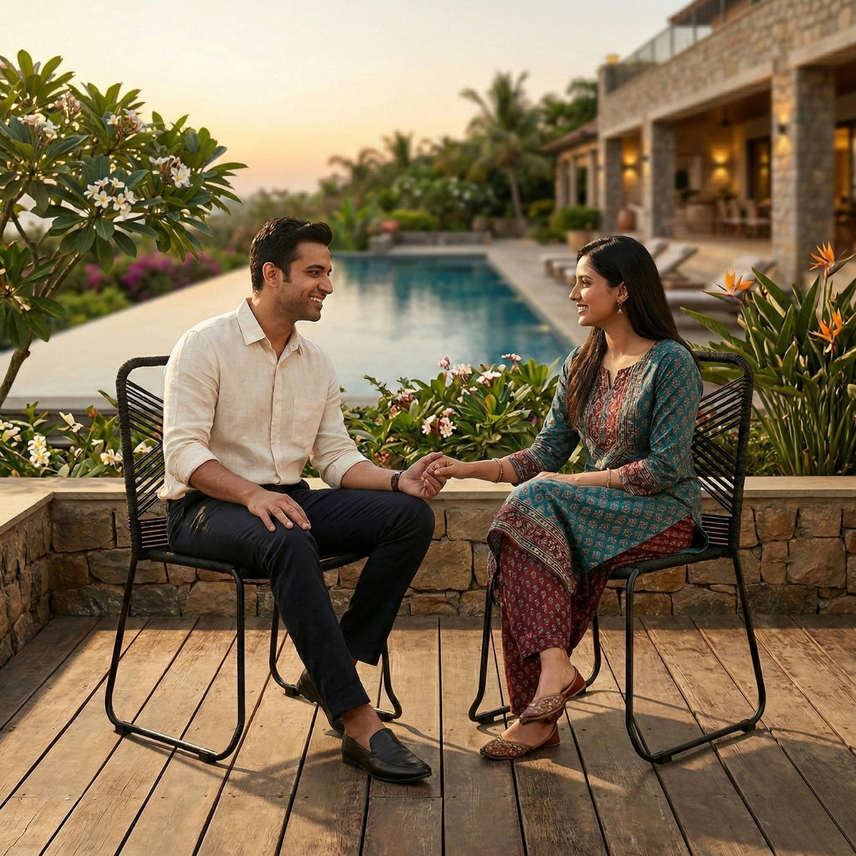 Outdoor Black Rope Chairs