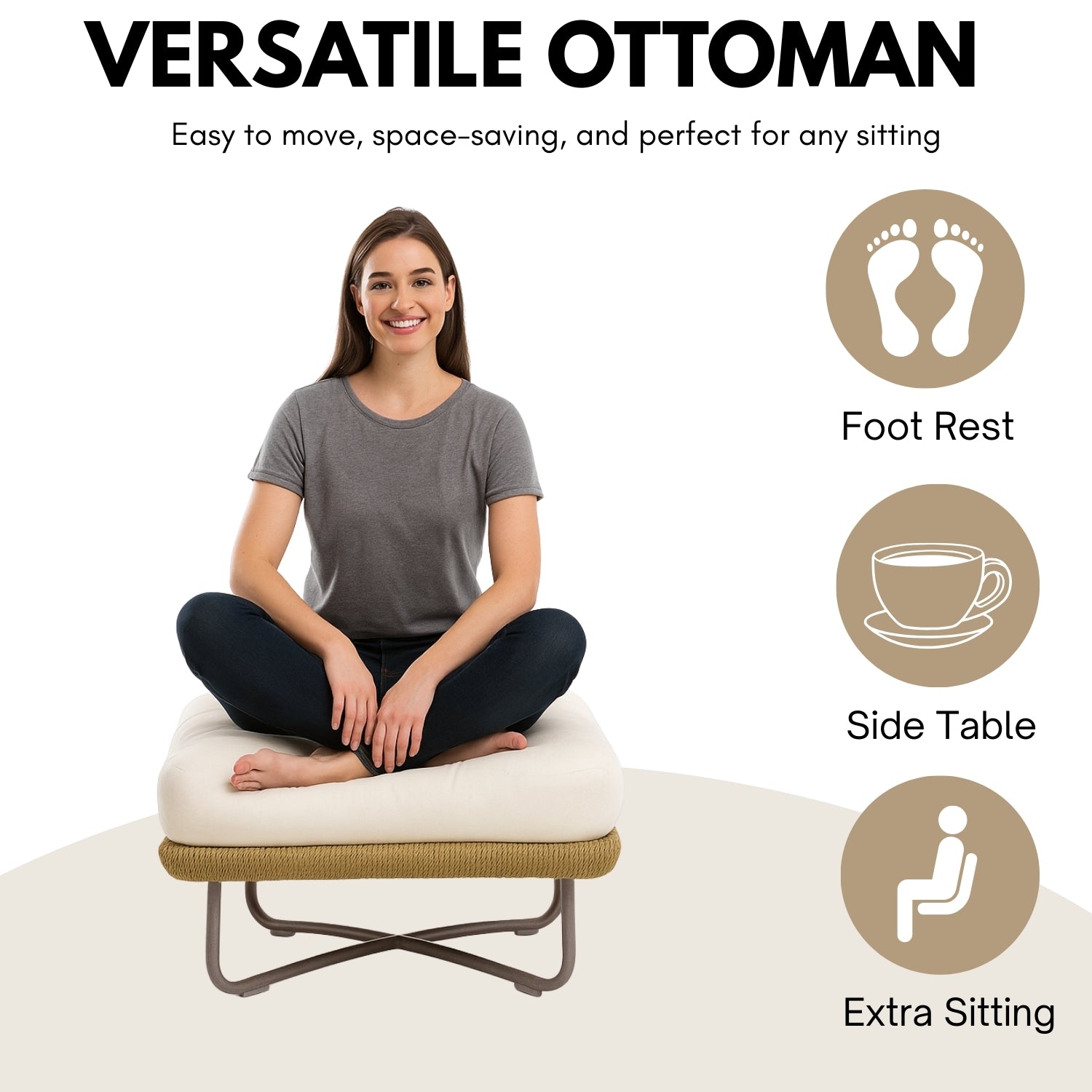 10 Seater Outdoor Rope Sofa Set with Ottoman, Loungers, Center Table & Side Tables