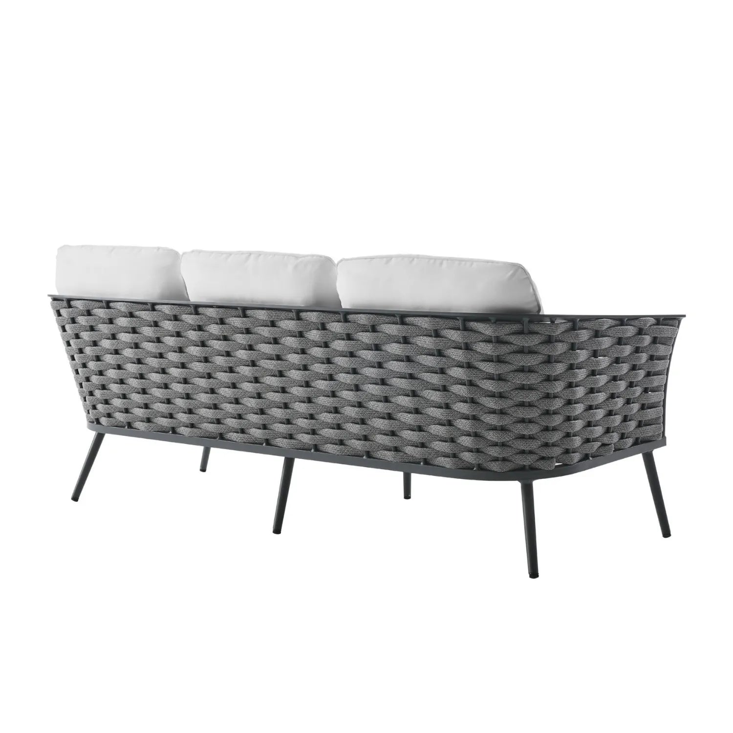 4 Piece Outdoor Rope Sofa Set with Wooden Top Table