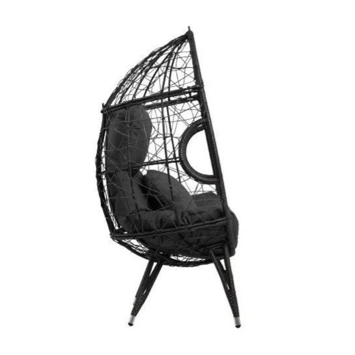 Outdoor All-Weather Wicker Egg Chair (Black)