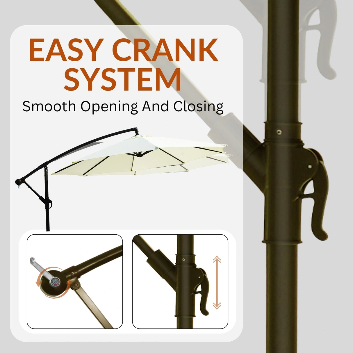 9 Ft Outdoor Offset Cantilever Patio Umbrella with Granite Base
