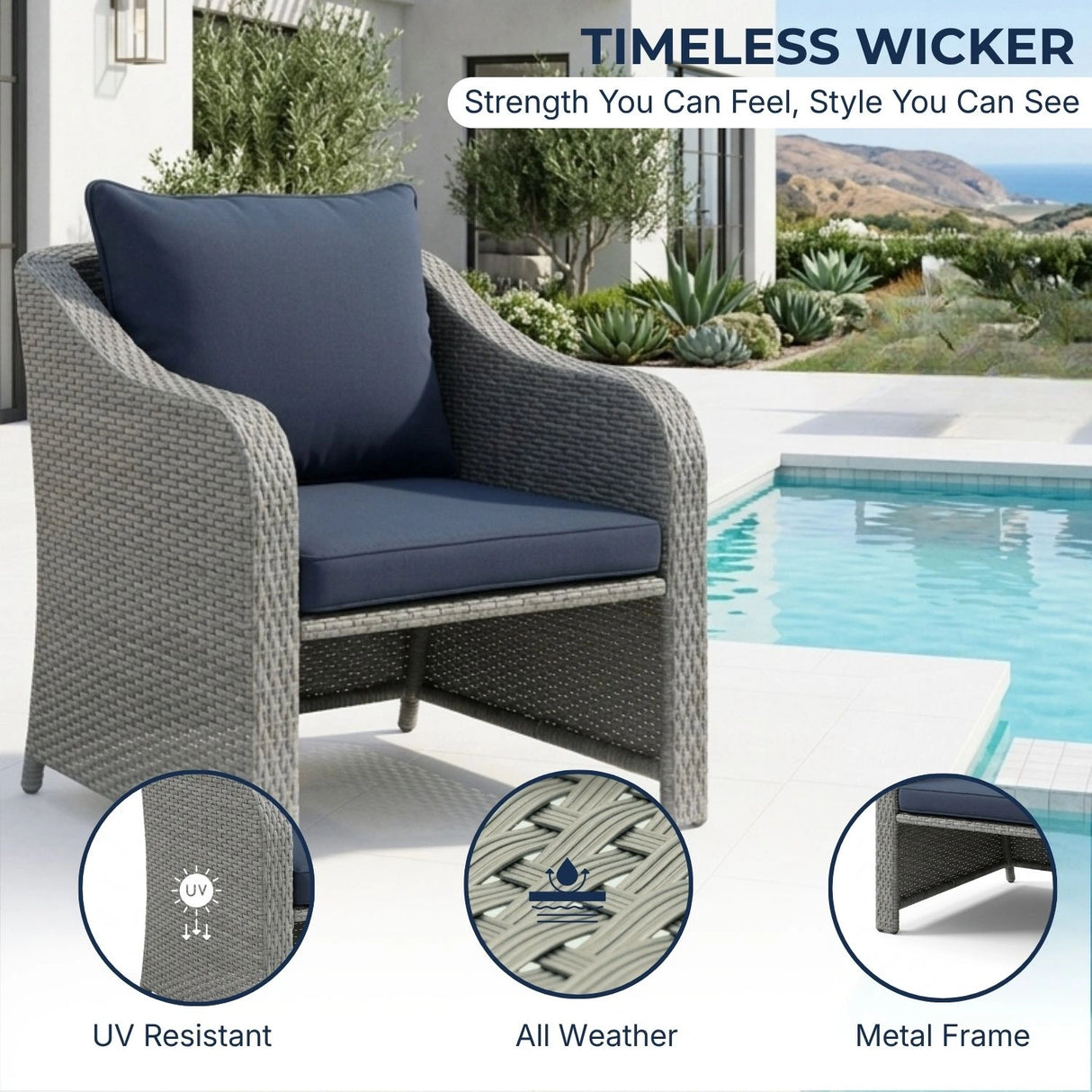 Outdoor Rattan Wicker 5 Piece Patio Sofa Set