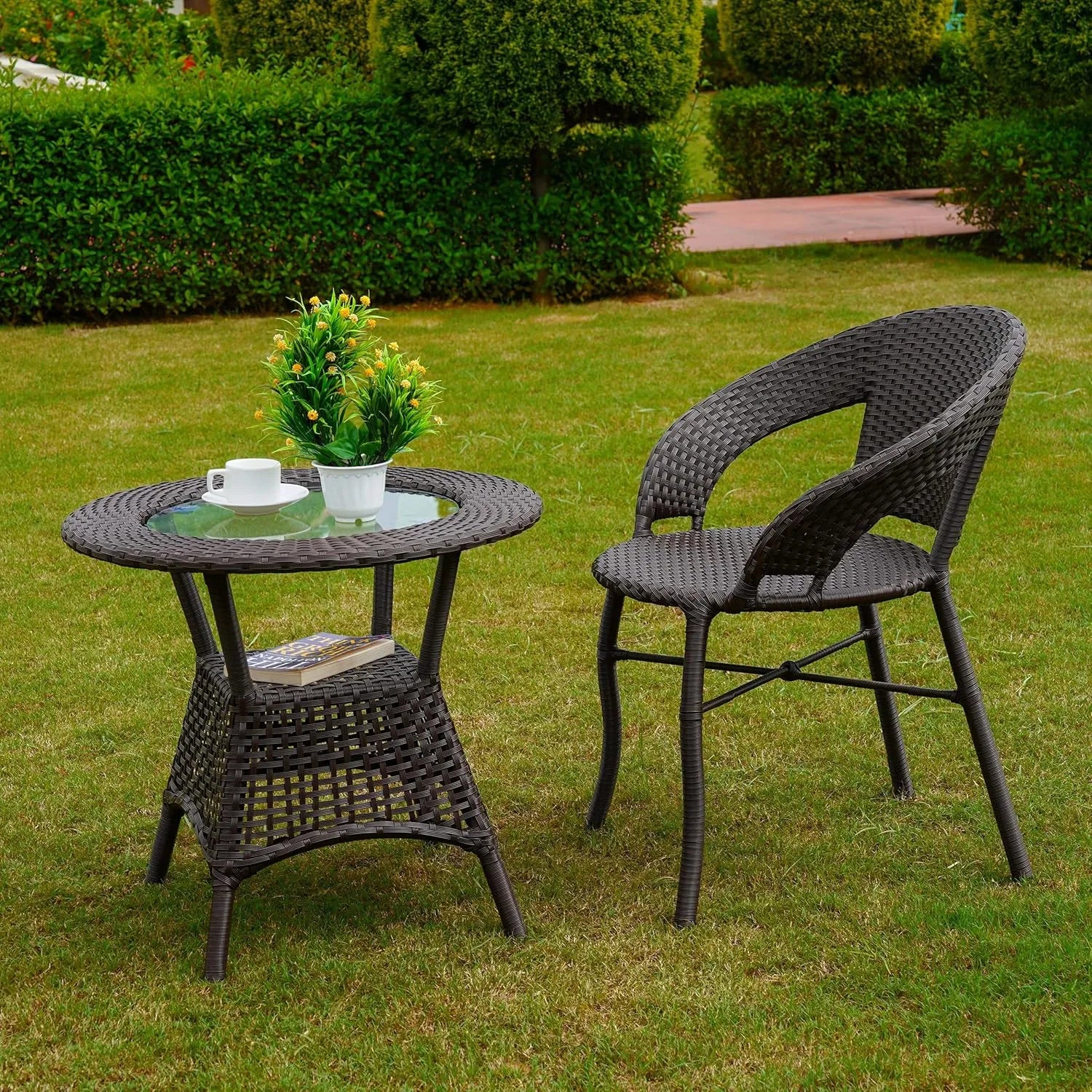 3-Piece Outdoor Rattan Wicker Patio Bistro Set