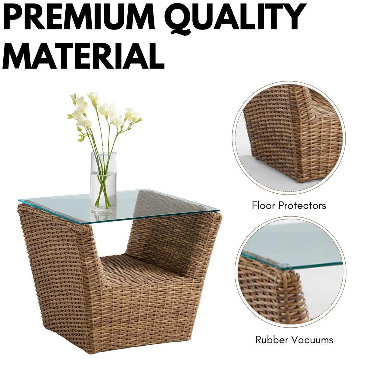 5-Piece Outdoor Wicker Sofa Set With 2-Tier Glass Top Tables