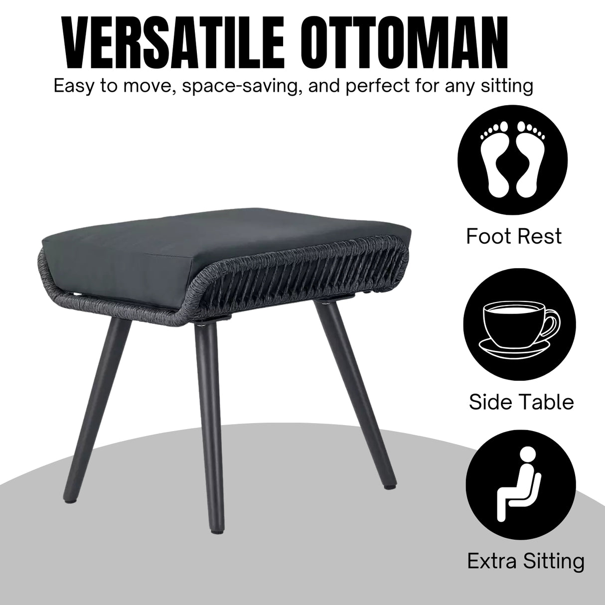 L-Shape Outdoor Rope Sofa Set