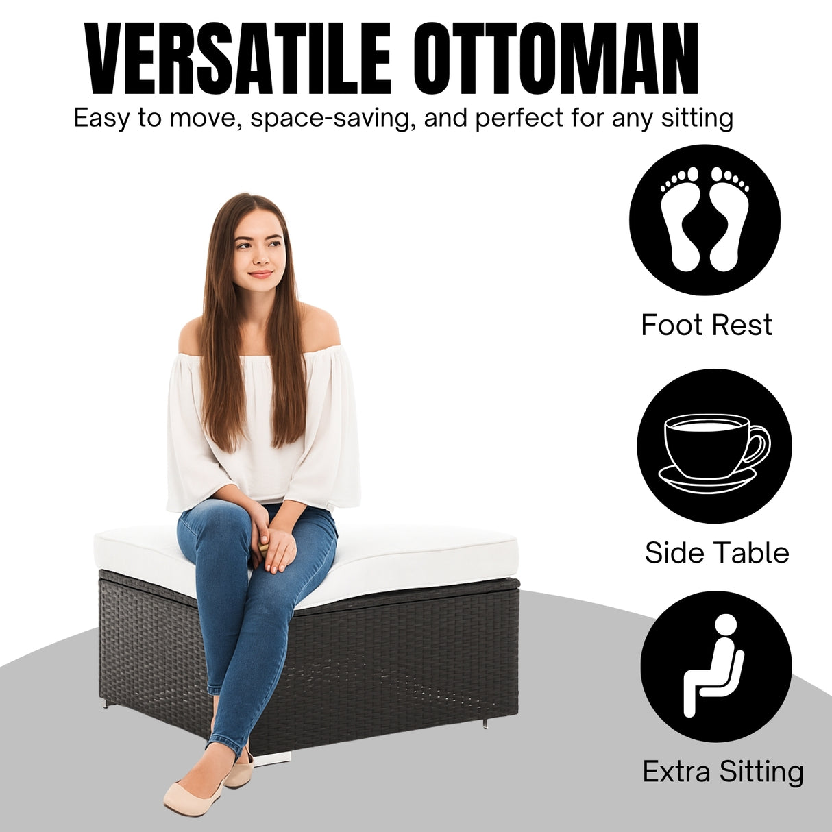 6-Piece Outdoor Conversation Set (Black & Off-White)