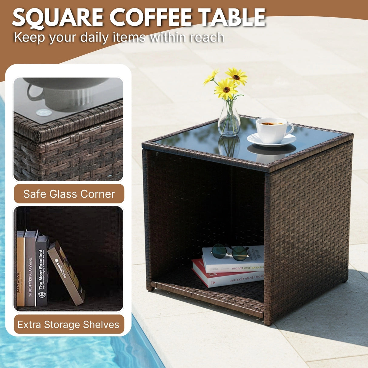 3-Piece Outdoor Rattan Wicker Patio Set