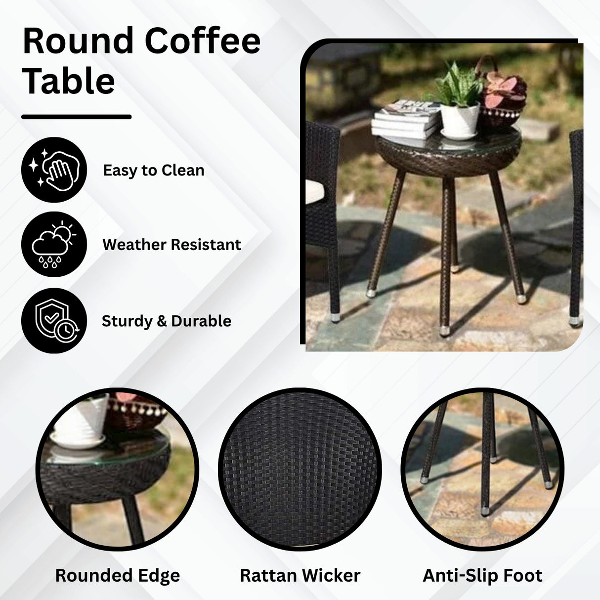 3-Piece Outdoor Rattan Wicker Patio Set