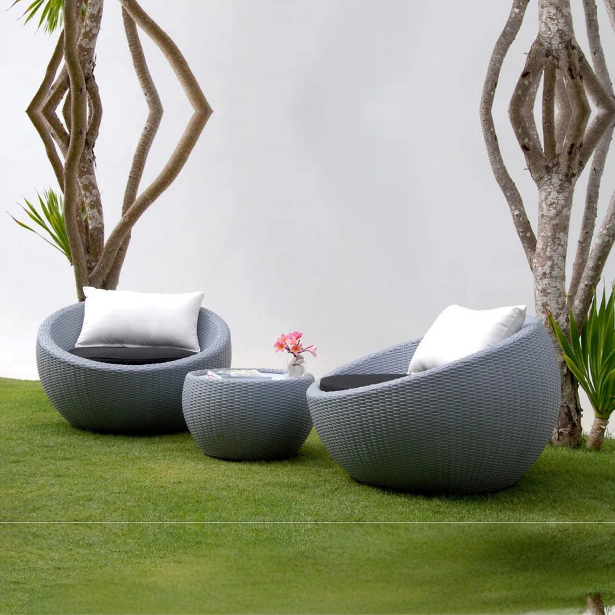 Outdoor Rattan Wicker 3-Piece Conversation Set