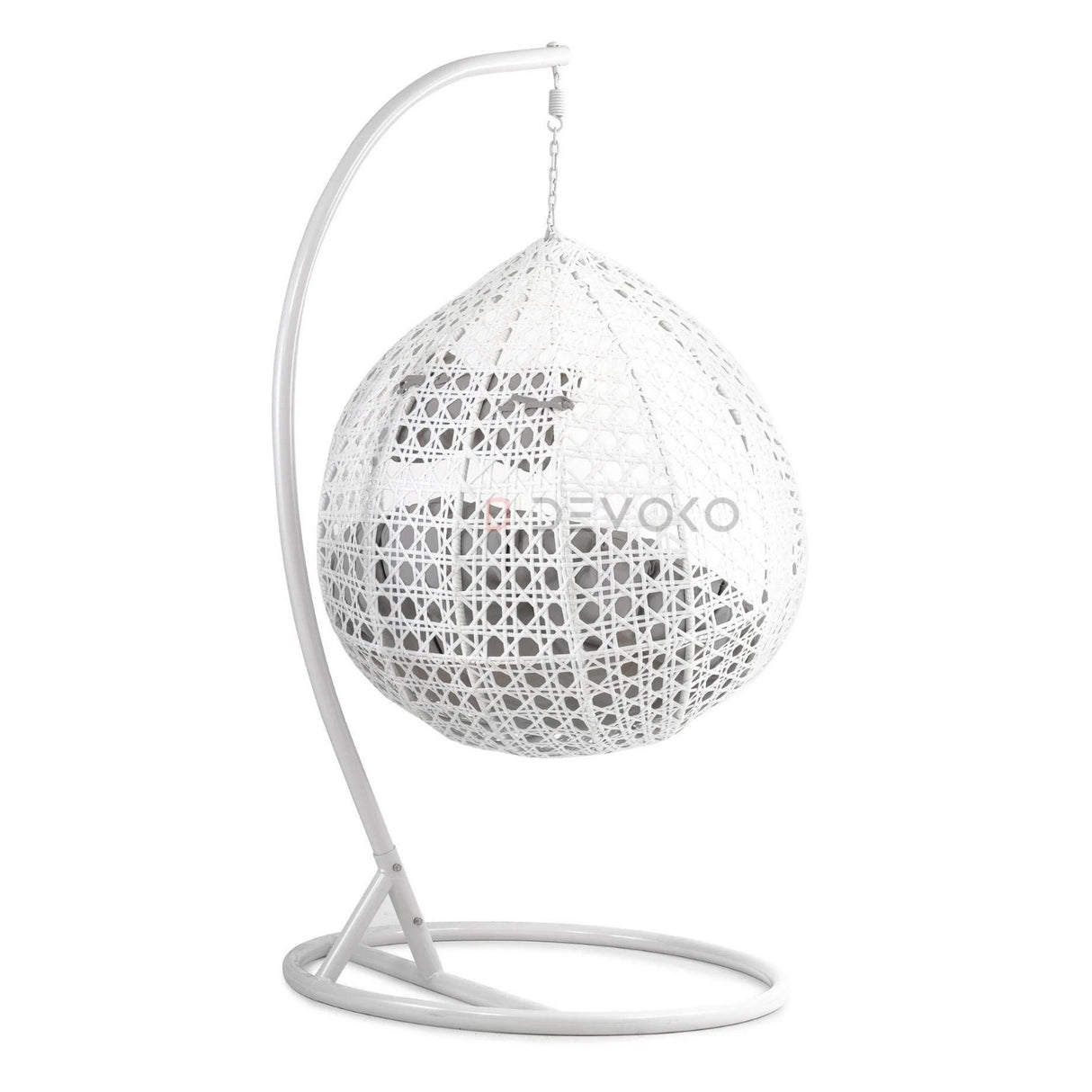 Single Seater Rattan & Wicker Swing (White & Grey)