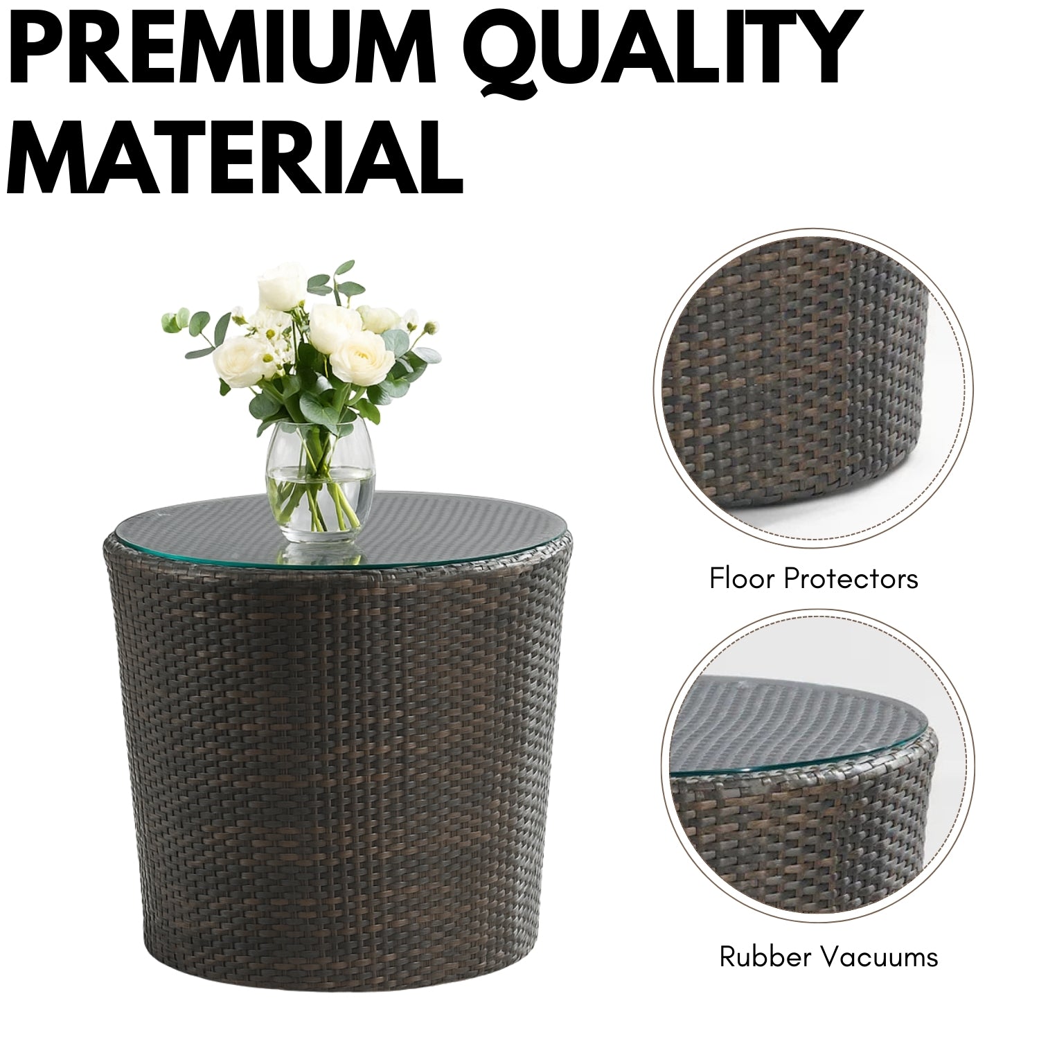 5-Piece Outdoor Wicker Sofa Set With Glass Top Tables