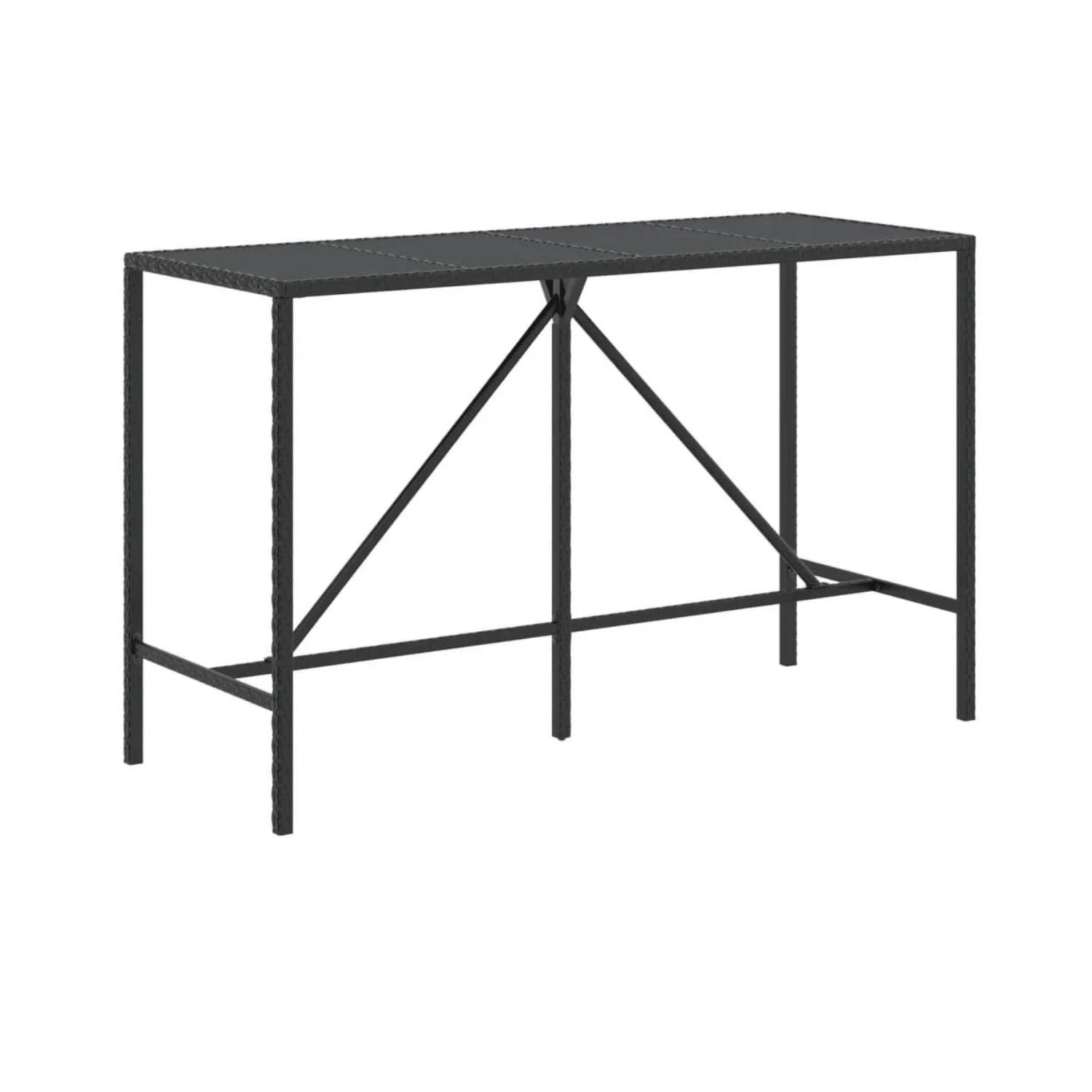 7-Piece Outdoor Rattan Wicker Bar Set with Glass Top Table