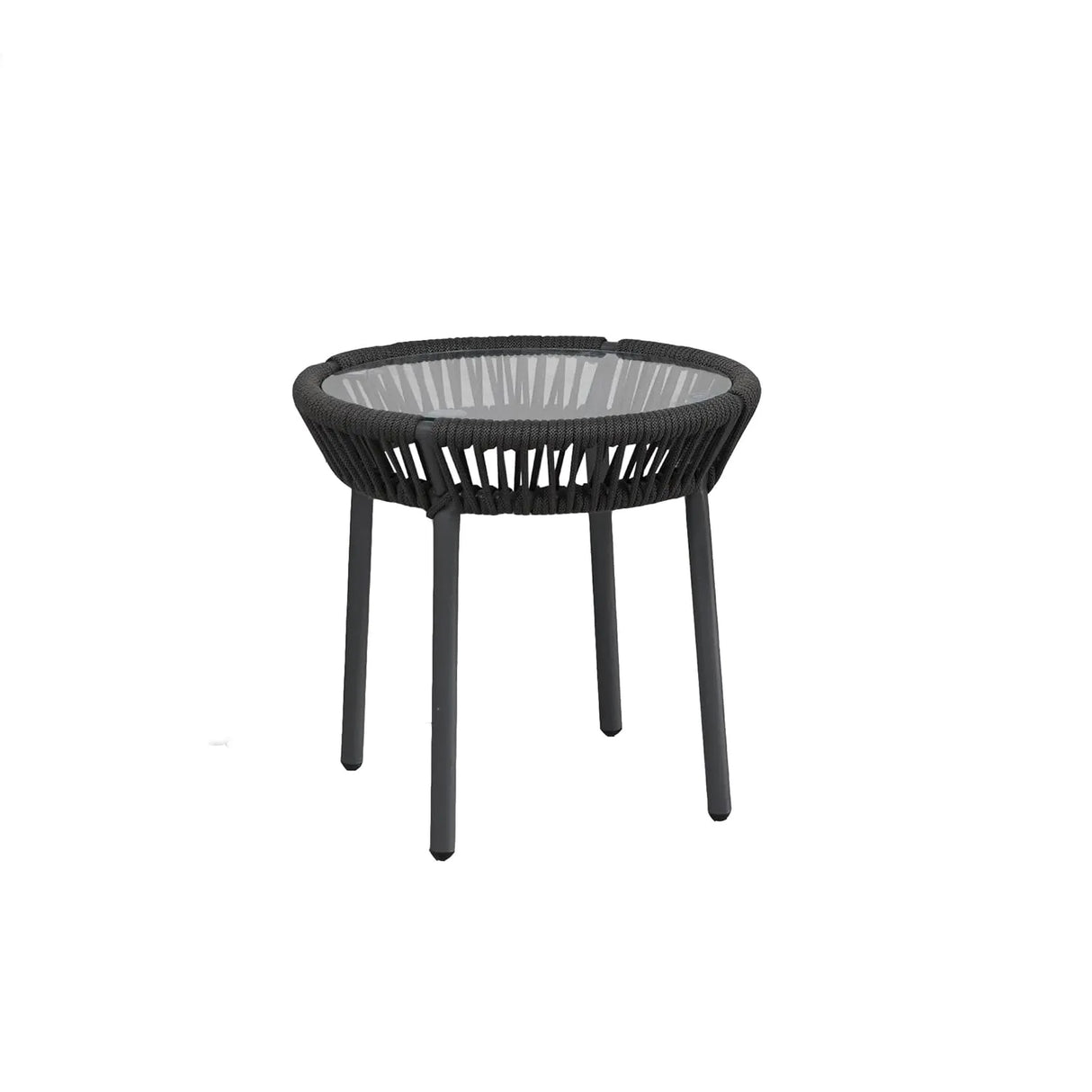 Outdoor Rope Patio Set with Glass Top Table