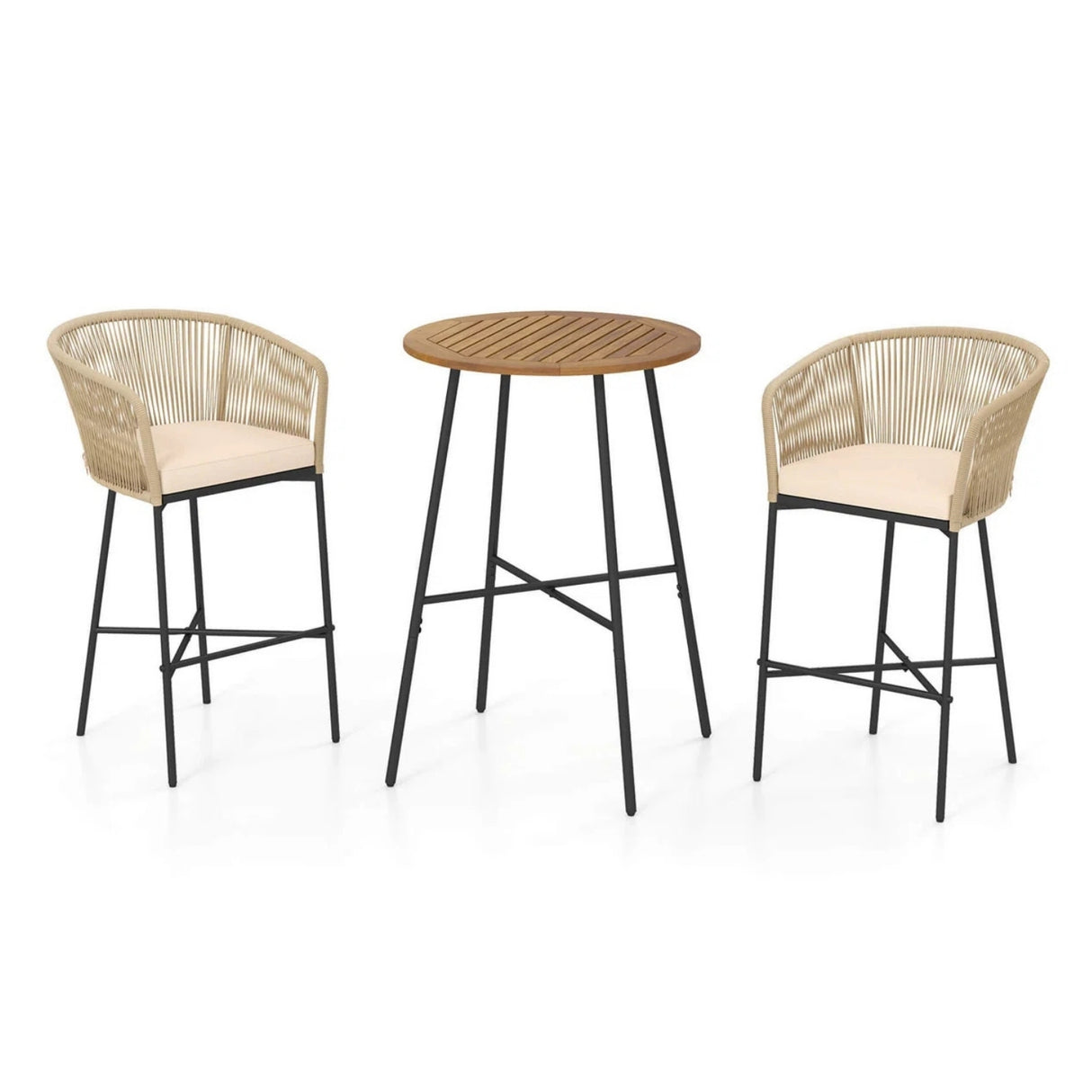 Premium Outdoor Rope Bar Set With a High-Top Round Table