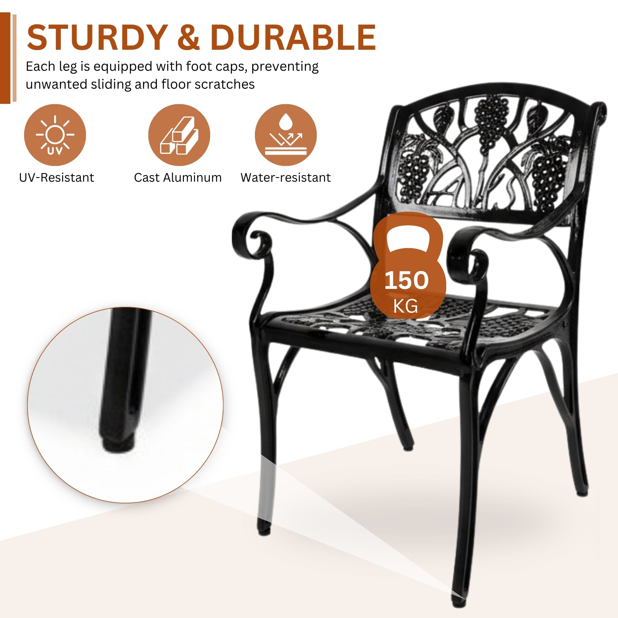 Outdoor 3-Piece Cast Aluminum Patio Bistro Set (Black)