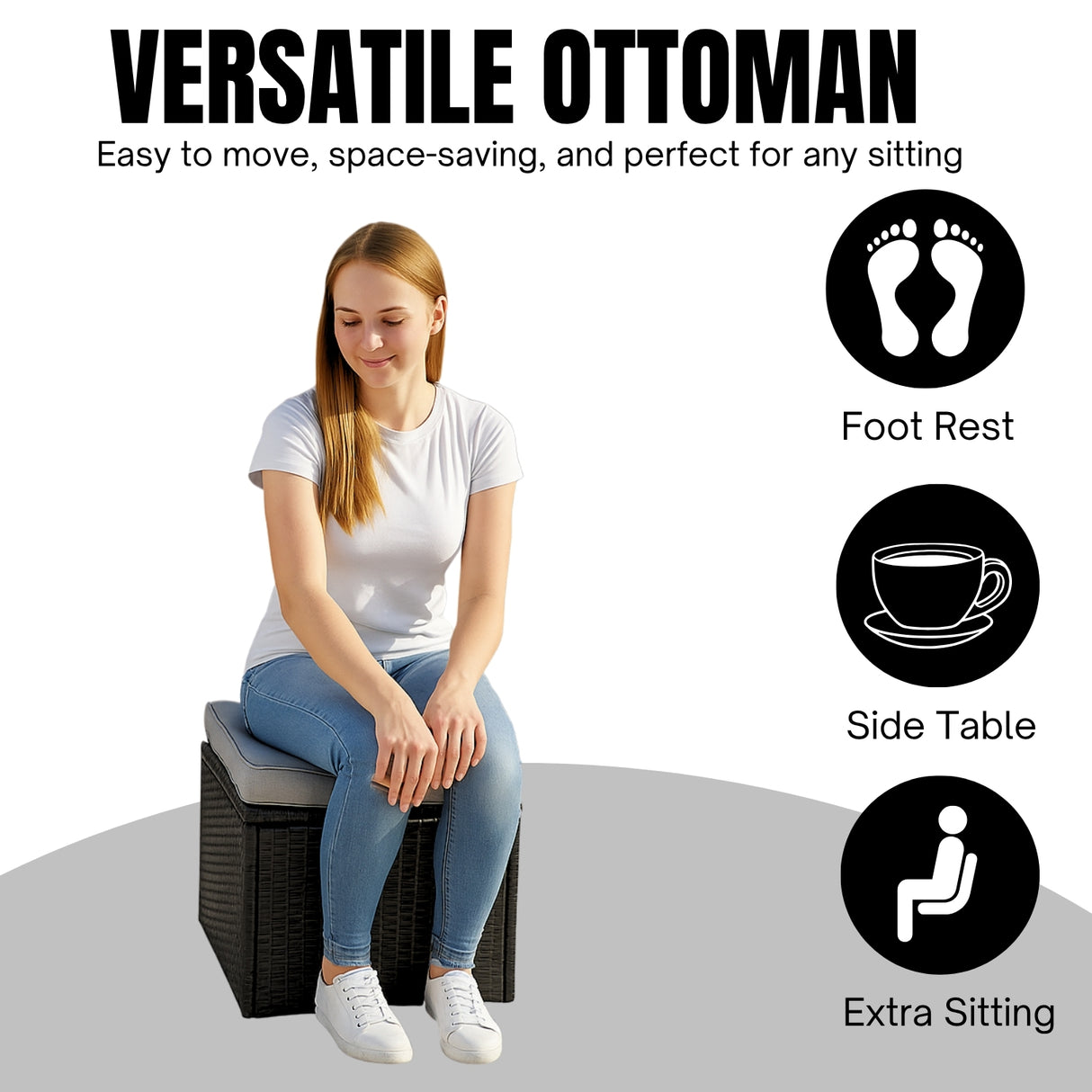 6-Piece All-Weather Wicker Patio Furniture Set (Black/Grey)