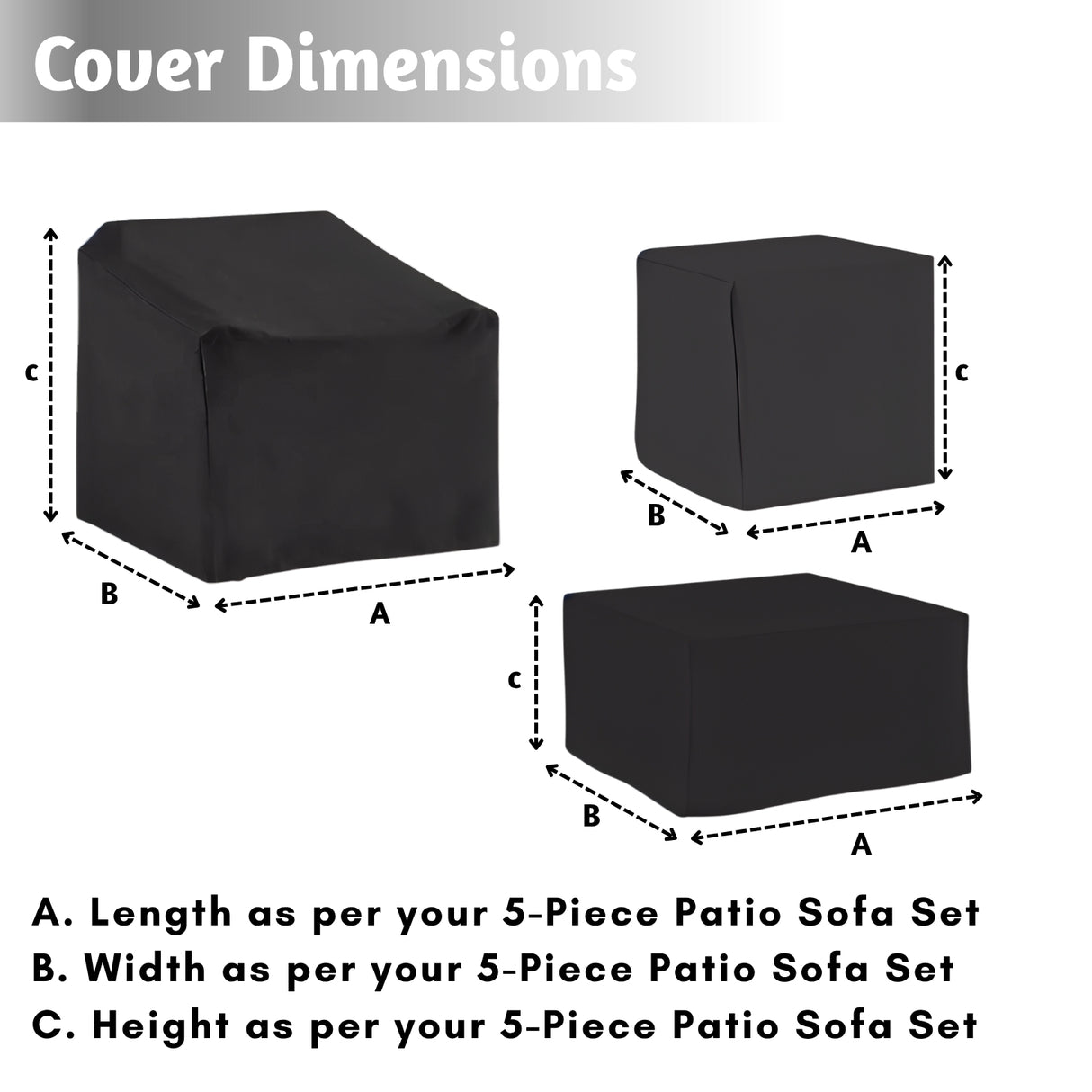 5-Piece Patio Sofa Set Cover
