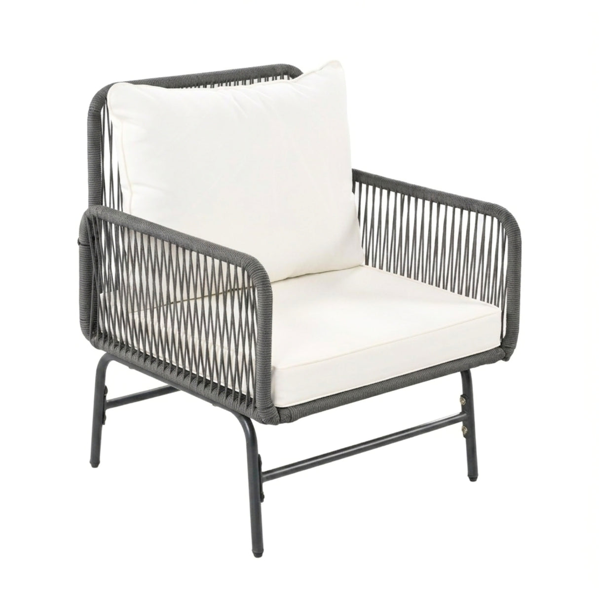 Outdoor L-Shape Rope Sofa Set (Grey & White)