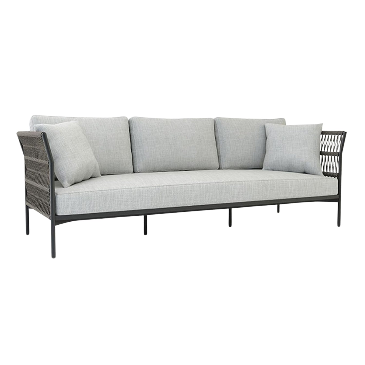Outdoor Rope 7-Seater Sofa Set With Glass Top Table