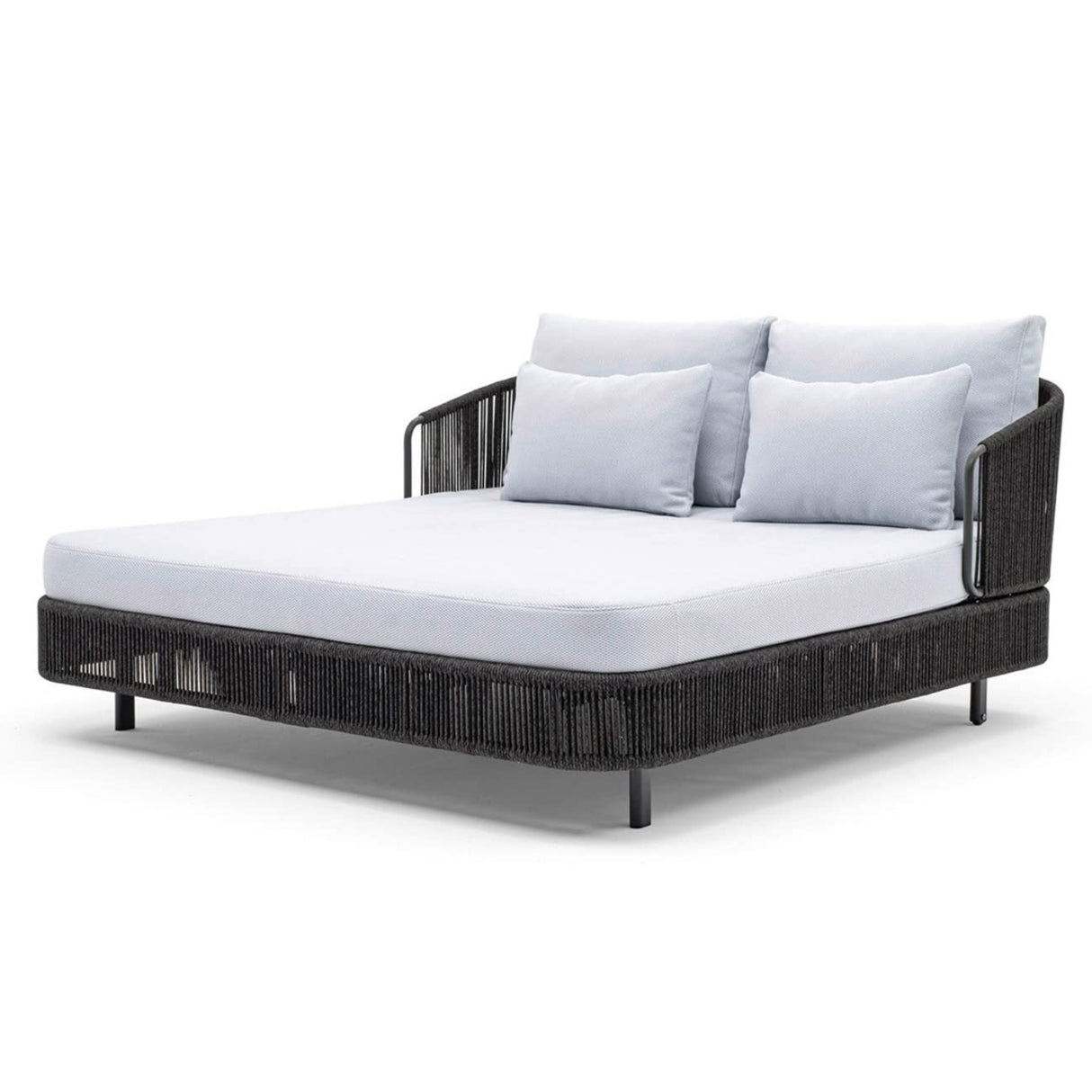 Outdoor Grey Rope Patio Daybed with Comfortable White Cushion