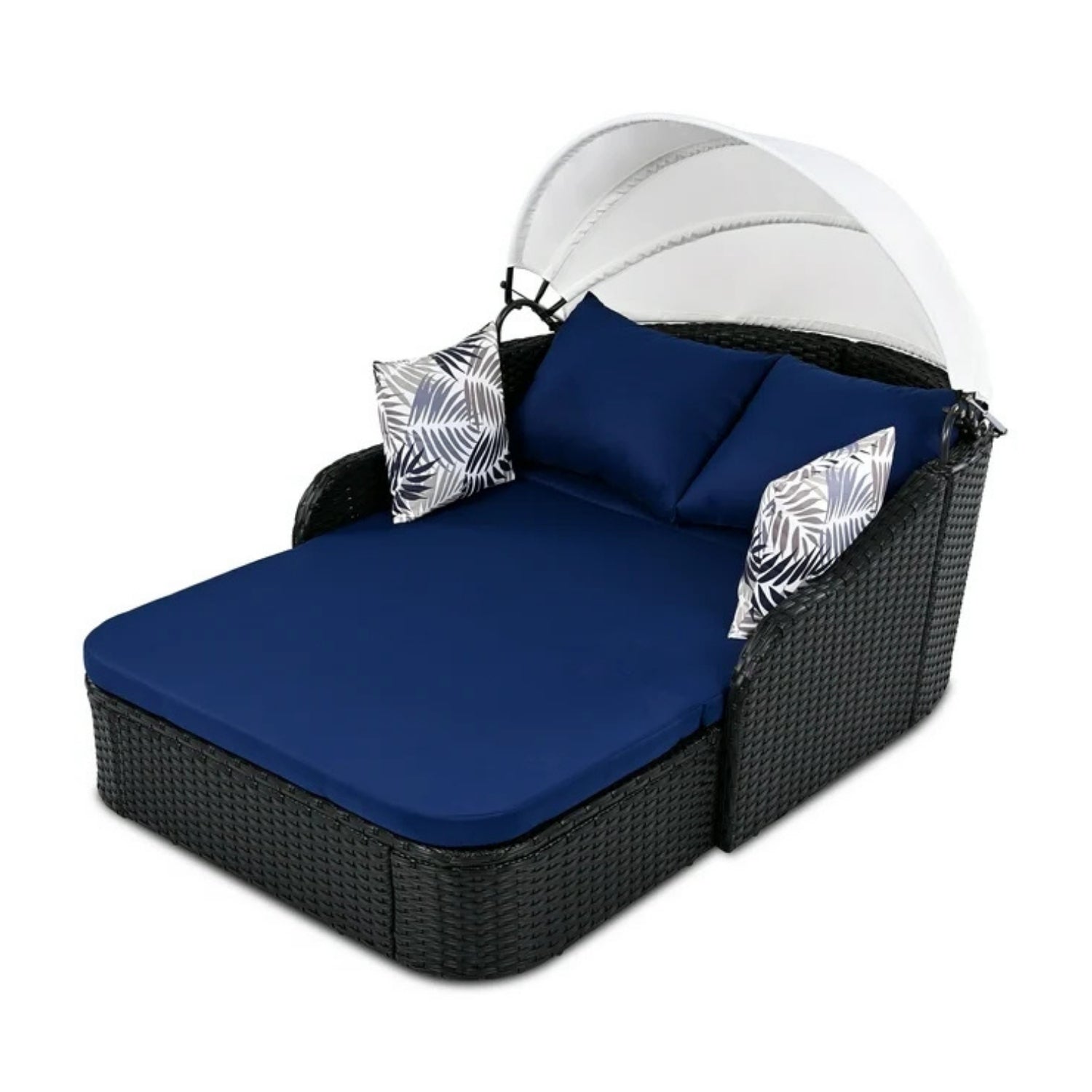 Outdoor Rattan Wicker Double Seater Canopy Daybed