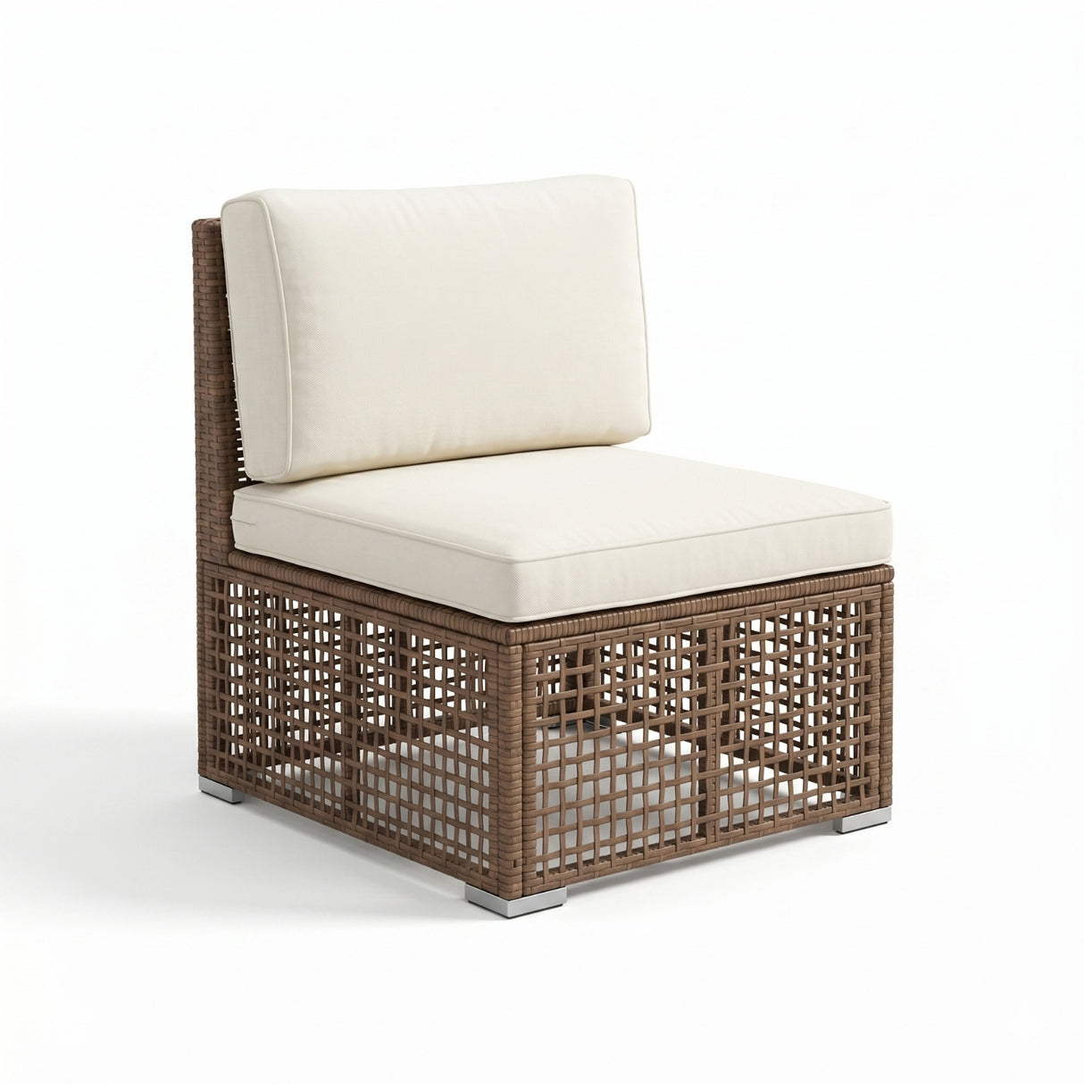 Outdoor Rattan Wicker Patio Conversation Furniture Set (Dark Brown & Cream)