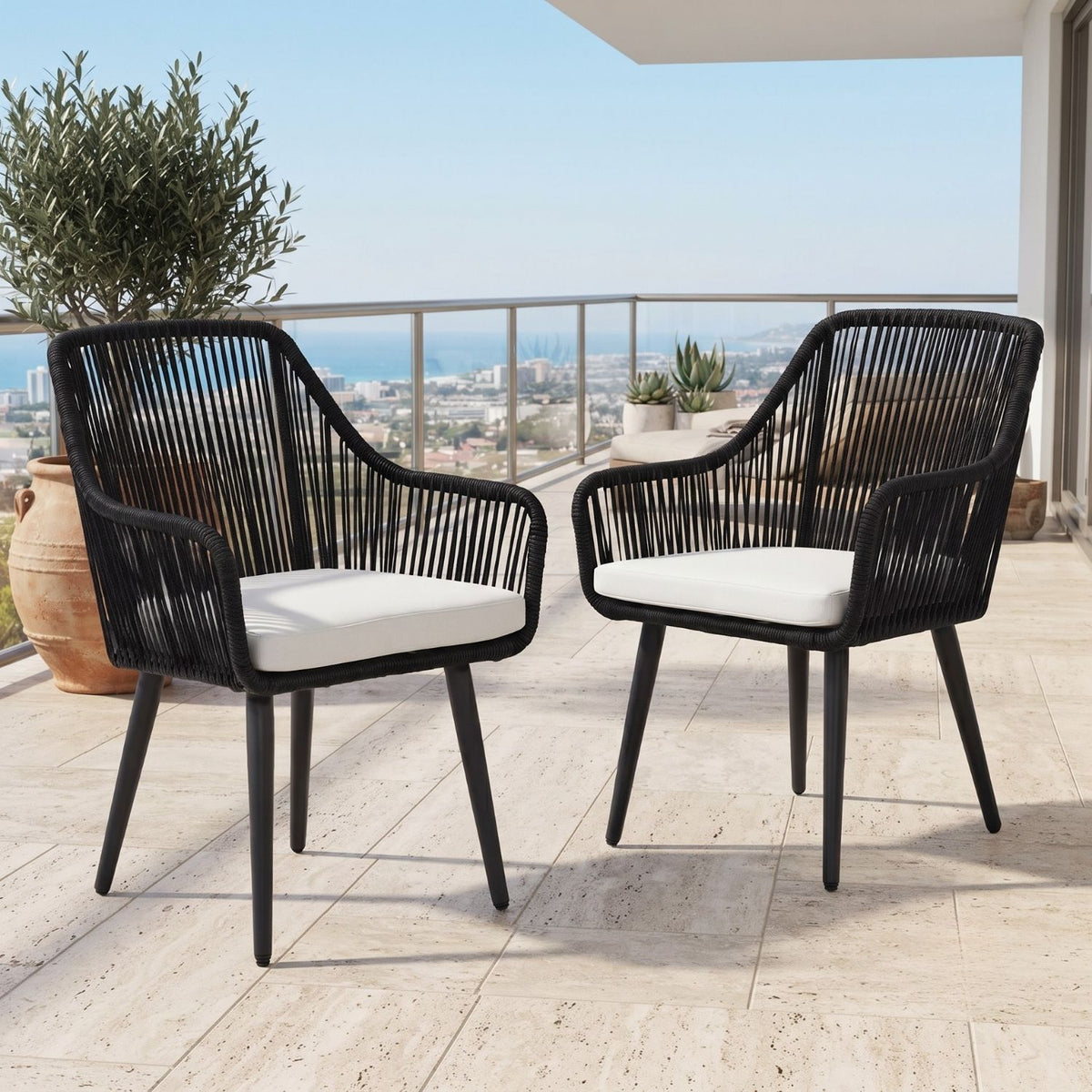 2-Piece Outdoor Rope Patio Dining Chairs