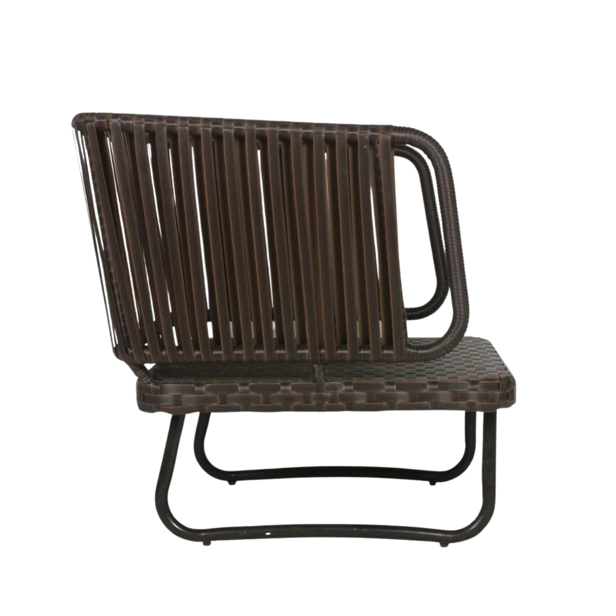 Outdoor Rope 4-Piece Patio Sofa Set with Wicker Top Table (Brown & White)