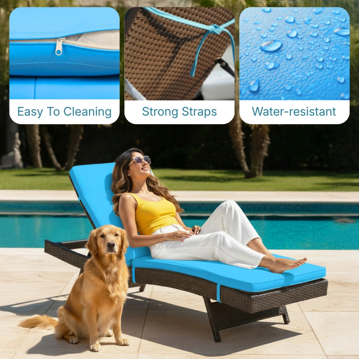 Outdoor Rattan Wicker Chaise Lounger For Poolside